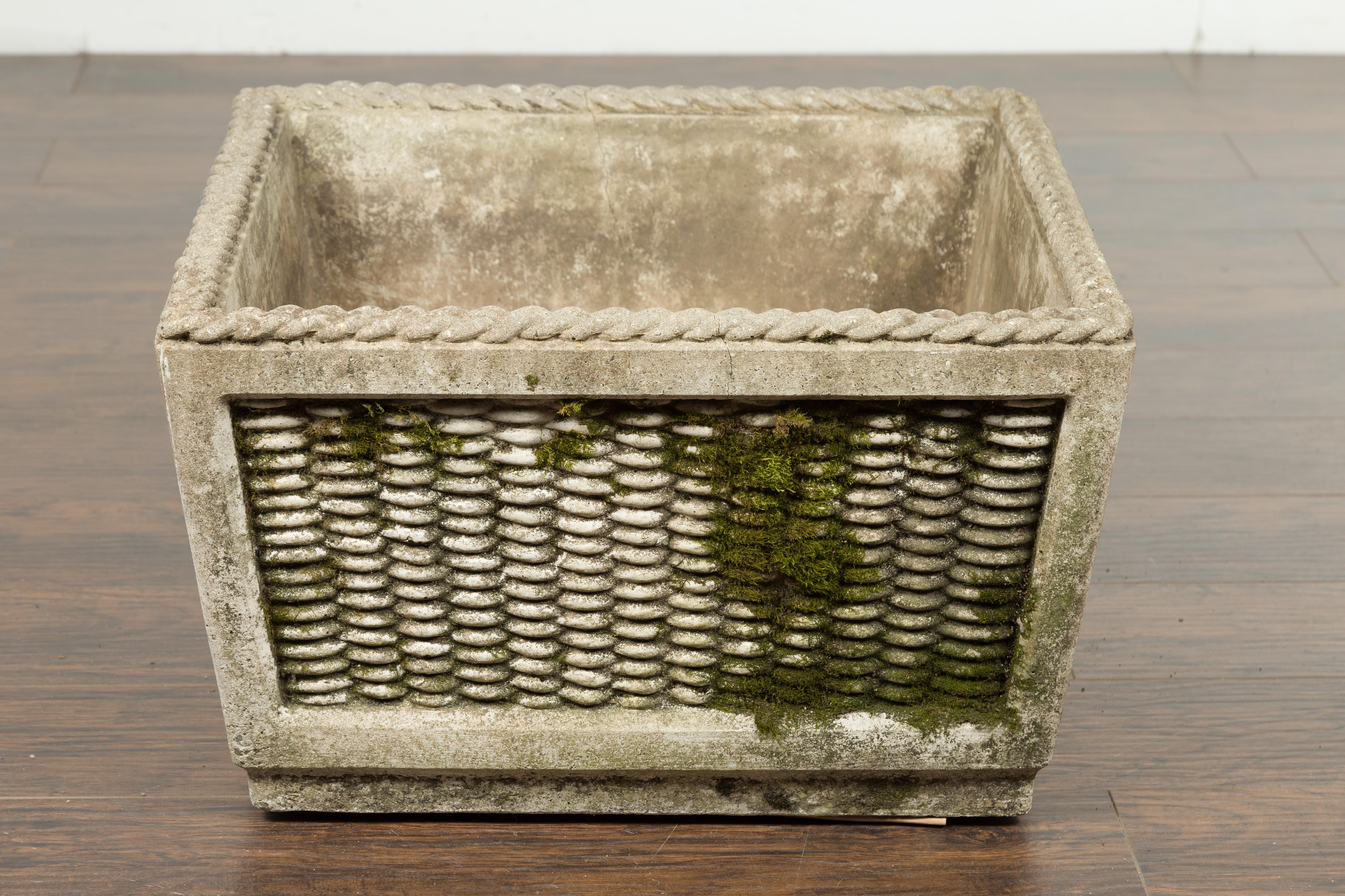 Vintage English Midcentury Stone Planter with Textured Finish and Aged Patina In Good Condition For Sale In Atlanta, GA
