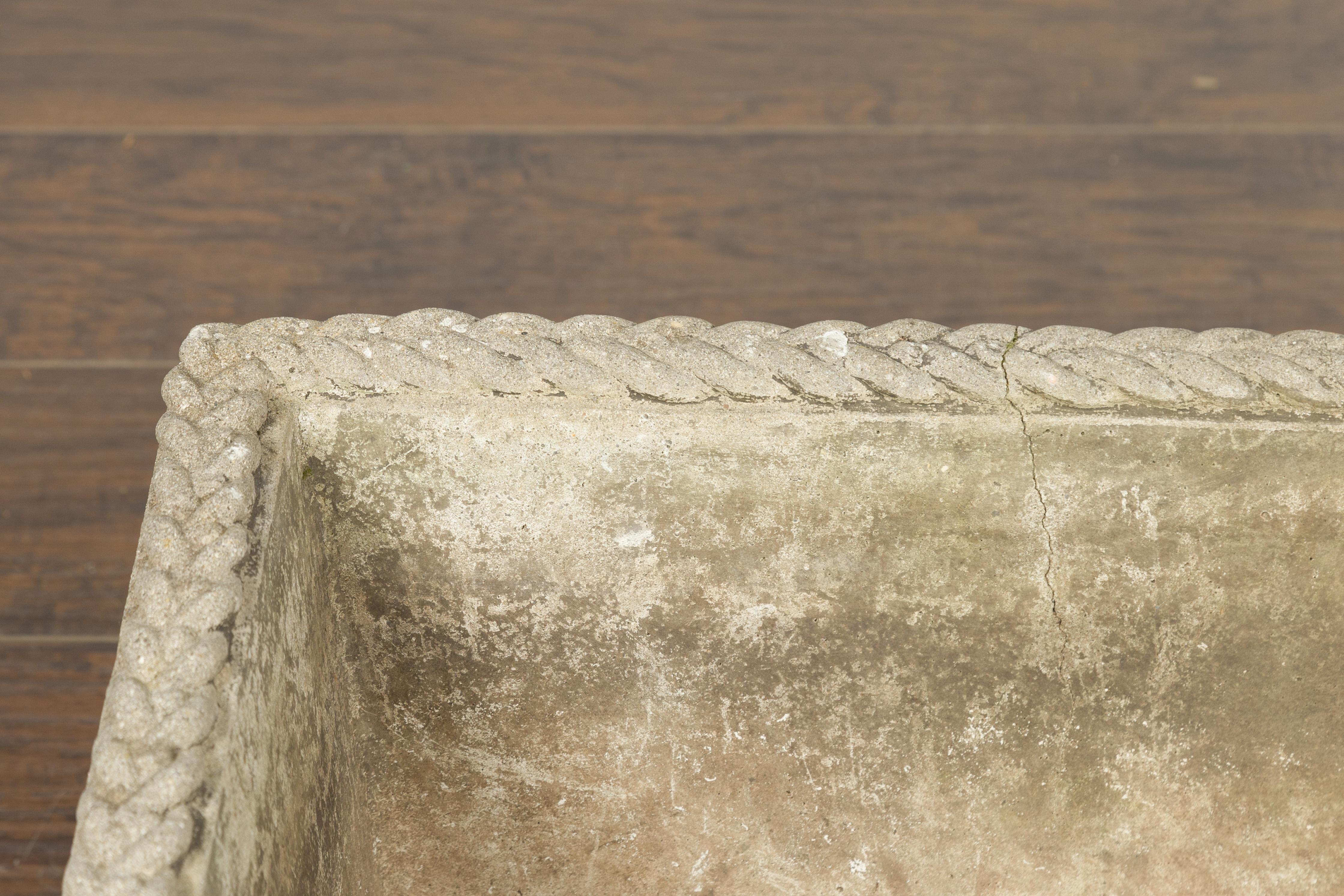 Vintage English Midcentury Stone Planter with Textured Finish and Aged Patina For Sale 2