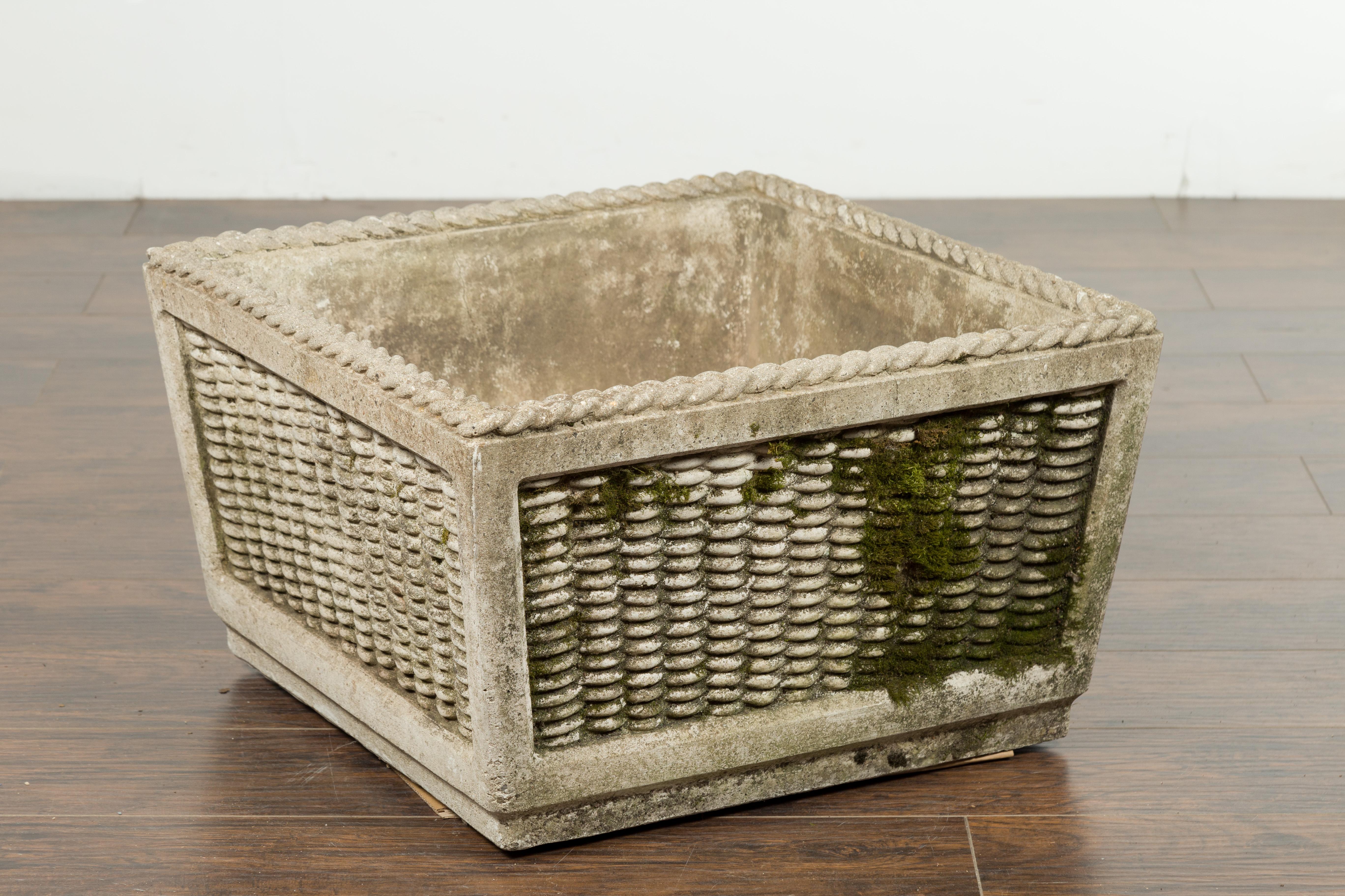 Vintage English Midcentury Stone Planter with Textured Finish and Aged Patina For Sale 3