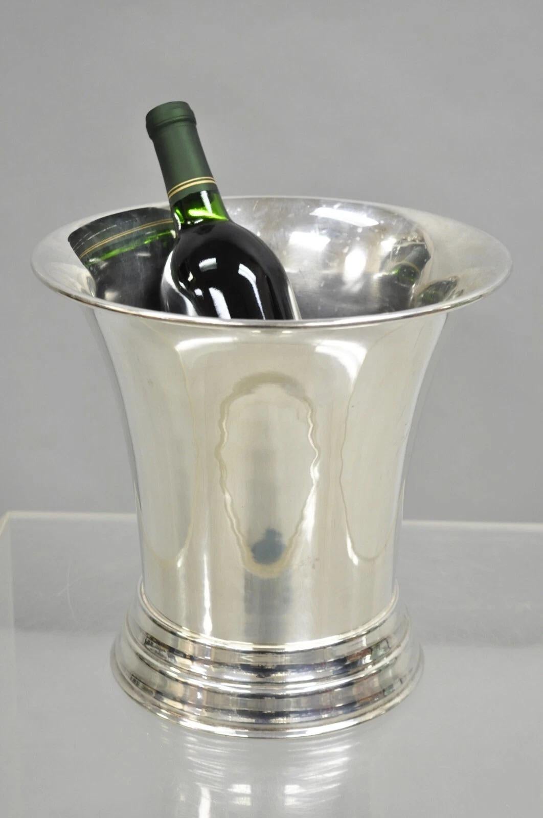 Vintage English Modernist Fluted Champagne Wine Chiller Ice Bucket. Circa Late 20th Century. Measurements: 9.5