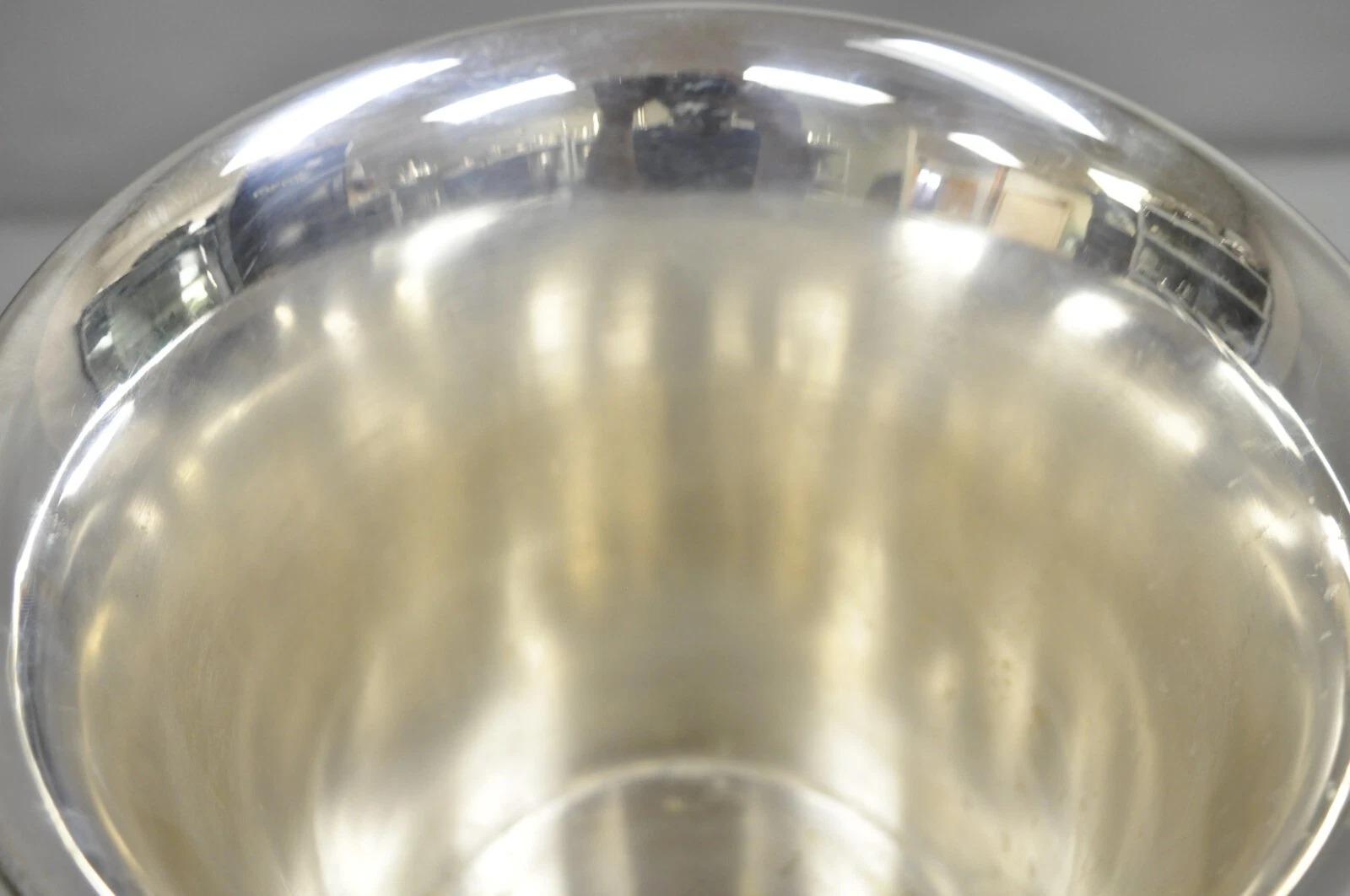 Silver Plate Vintage English Modernist Fluted Trumpet Champagne Wine Chiller Ice Bucket For Sale