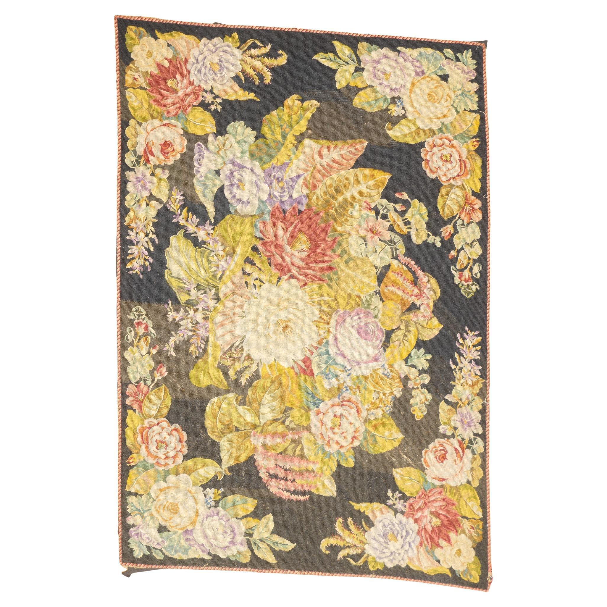 Vintage English Needle Point 5'0" x 7'5" For Sale