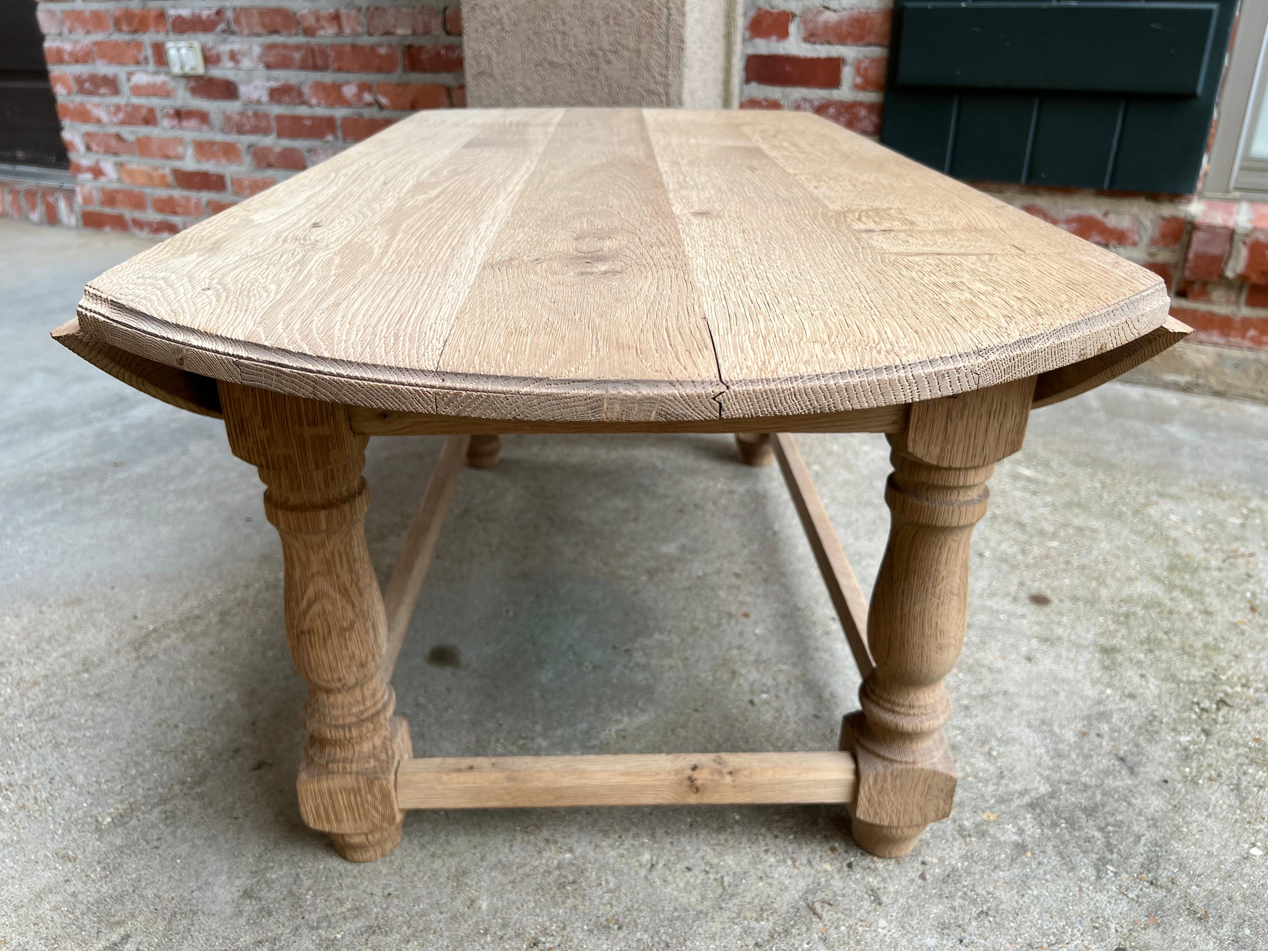 Vintage English Oak Bleached Coffee Table Slender Drop Leaf Wake Style Oval 4