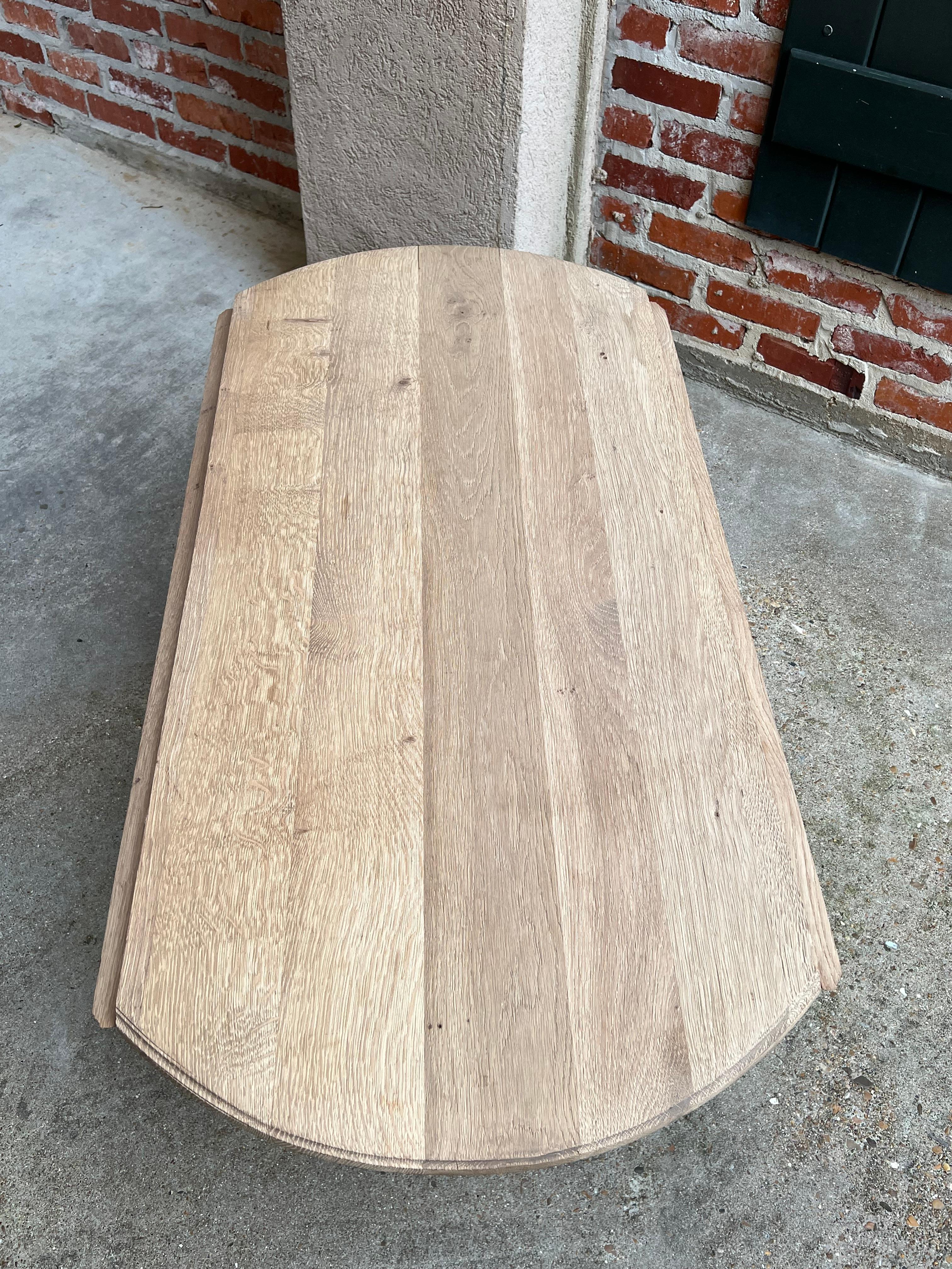 Vintage English Oak Bleached Coffee Table Slender Drop Leaf Wake Style Oval 11