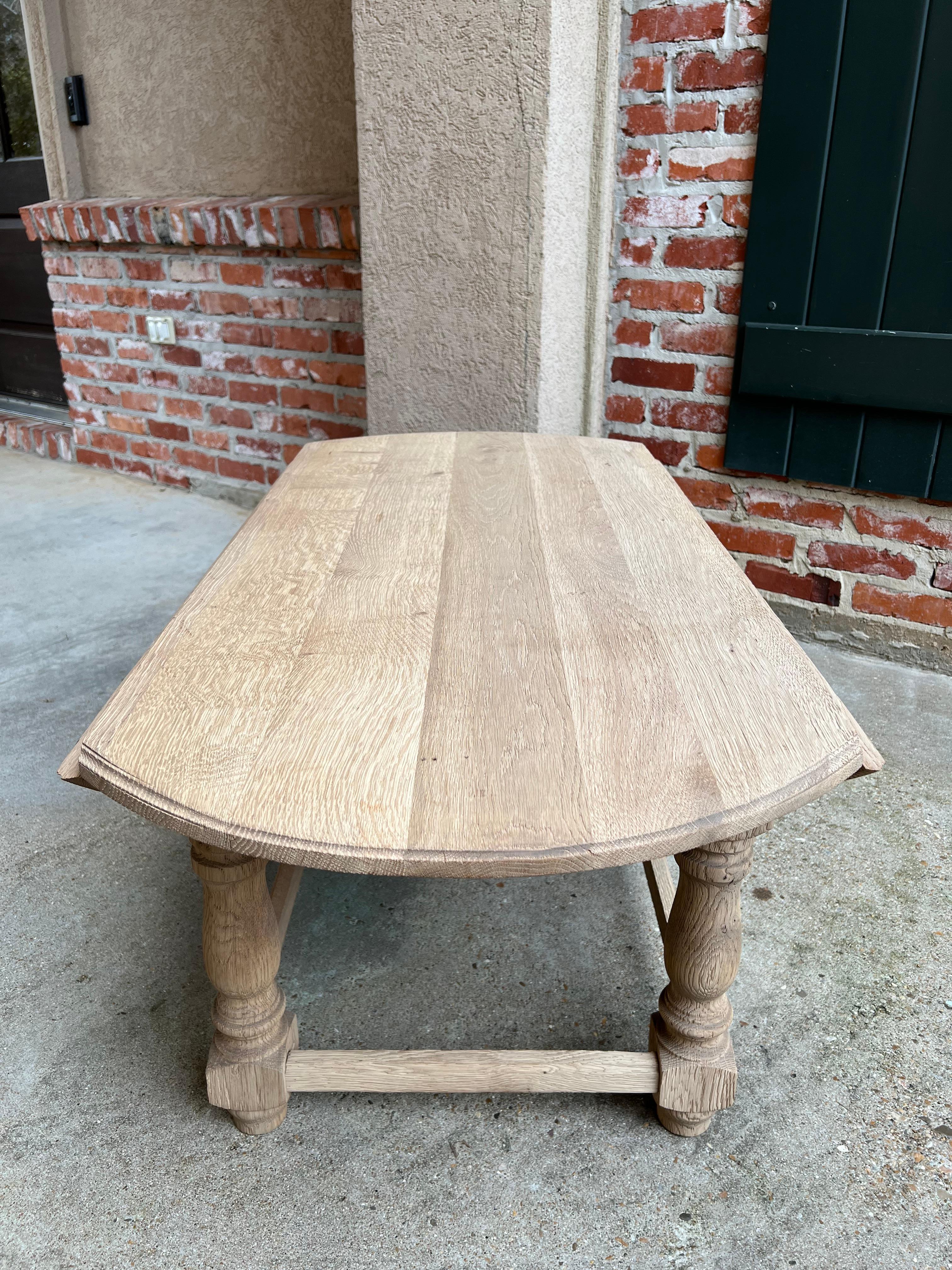 Vintage English Oak Bleached Coffee Table Slender Drop Leaf Wake Style Oval 12