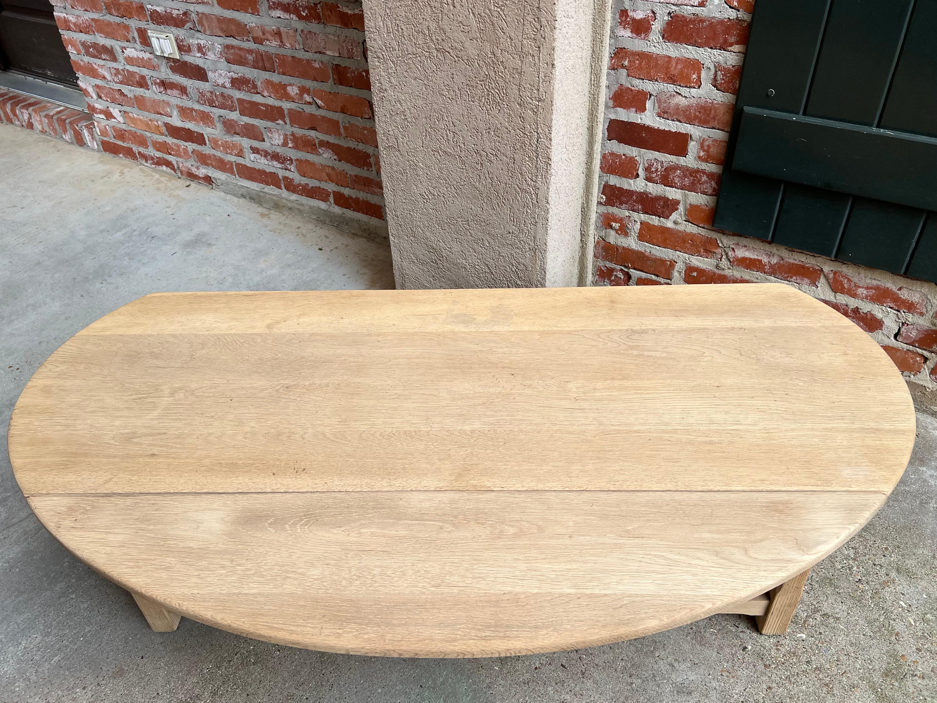 Vintage English Oak Bleached Coffee Table Slender Drop Leaf Wake Style Oval In Good Condition In Shreveport, LA