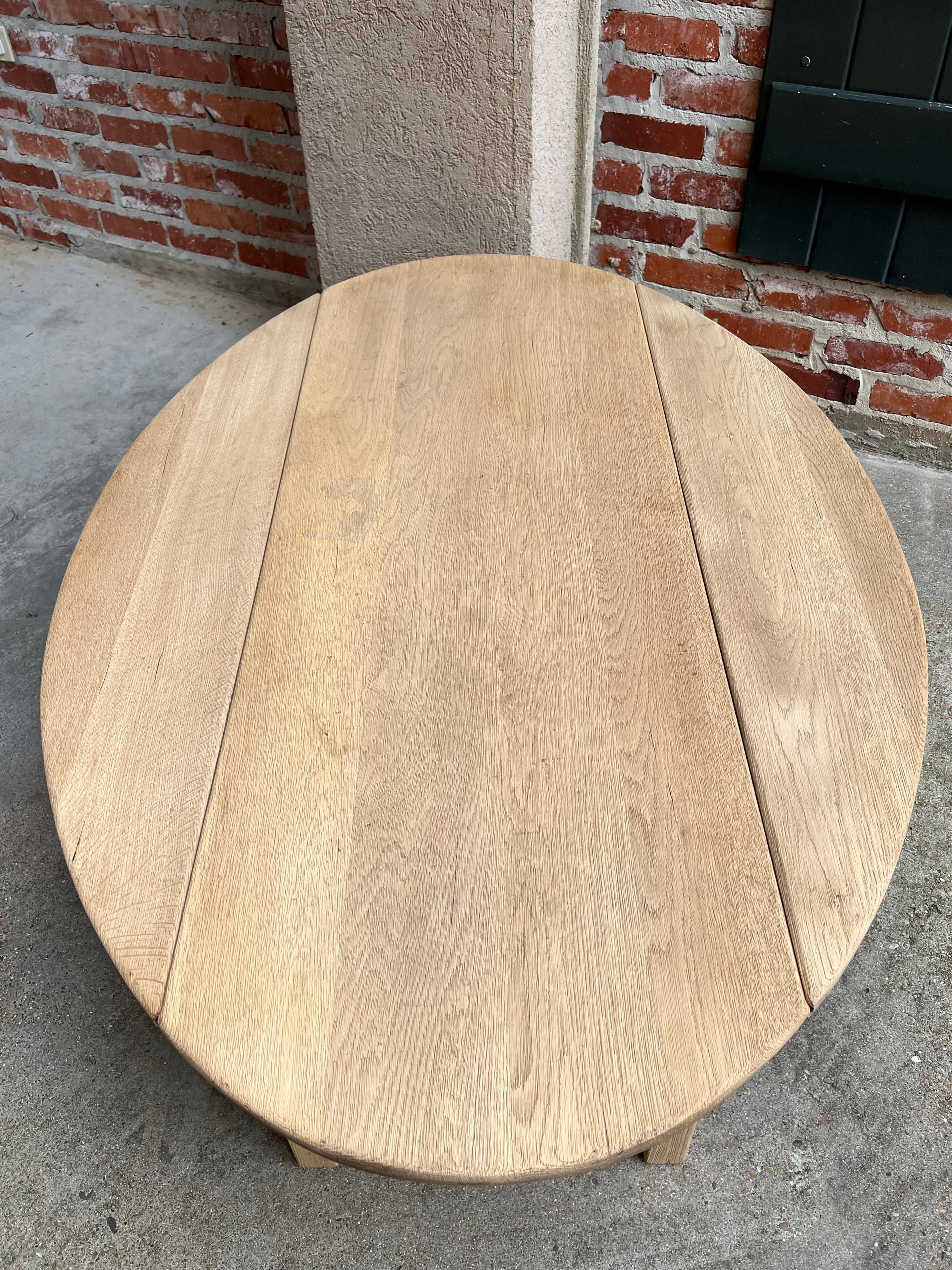 Mid-20th Century Vintage English Oak Bleached Coffee Table Slender Drop Leaf Wake Style Oval