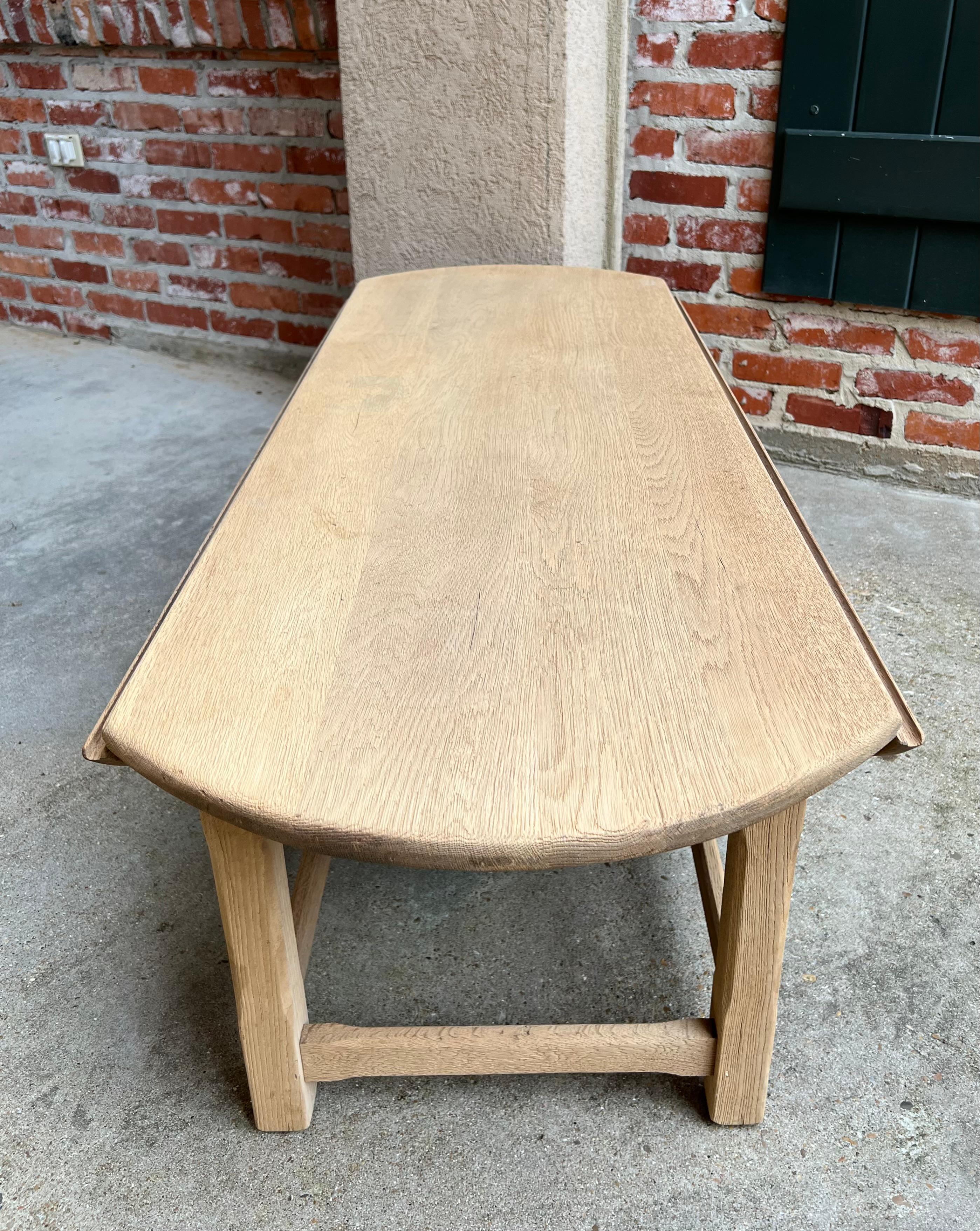 Vintage English Oak Bleached Coffee Table Slender Drop Leaf Wake Style Oval 2