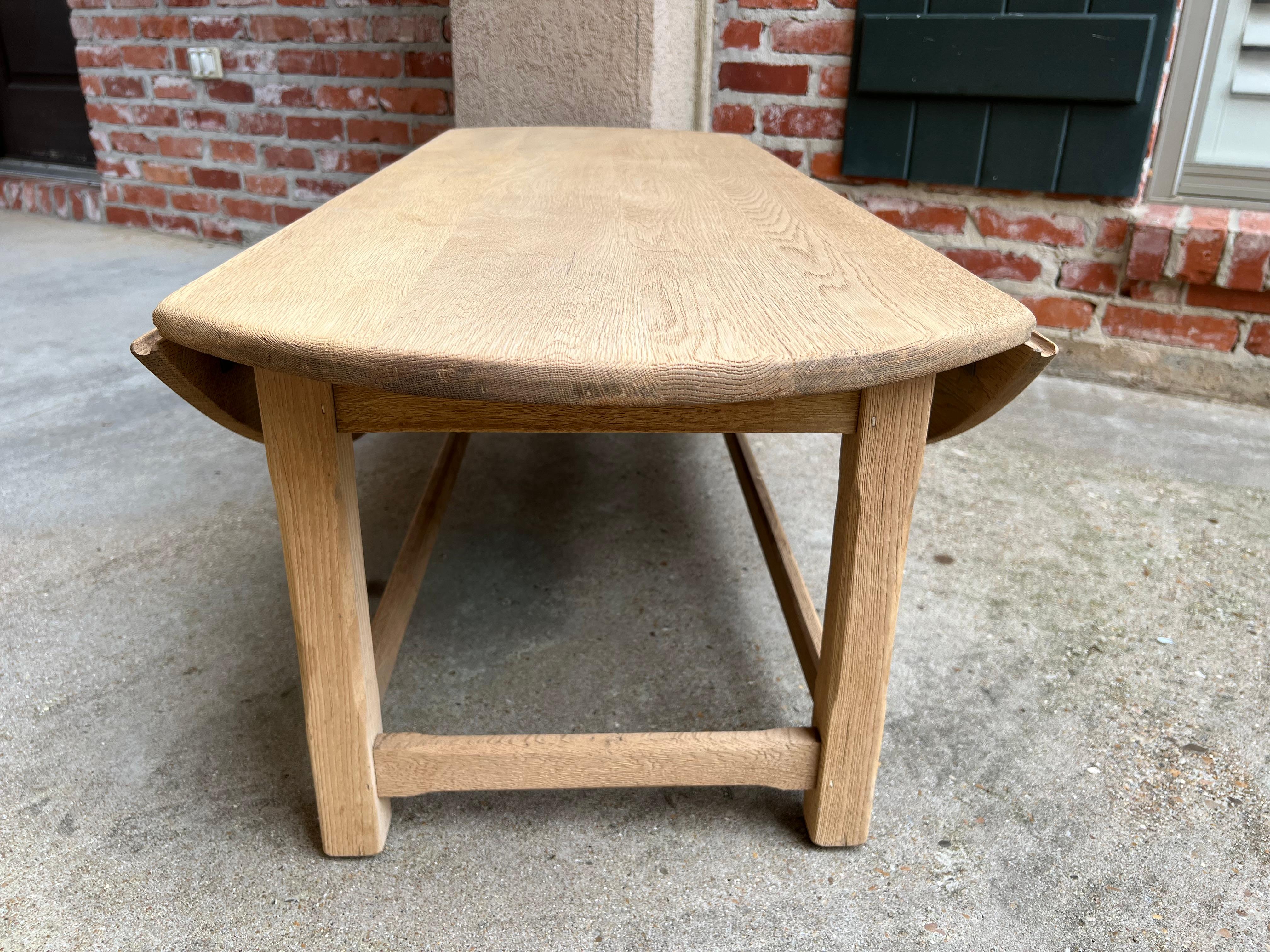 Vintage English Oak Bleached Coffee Table Slender Drop Leaf Wake Style Oval 3