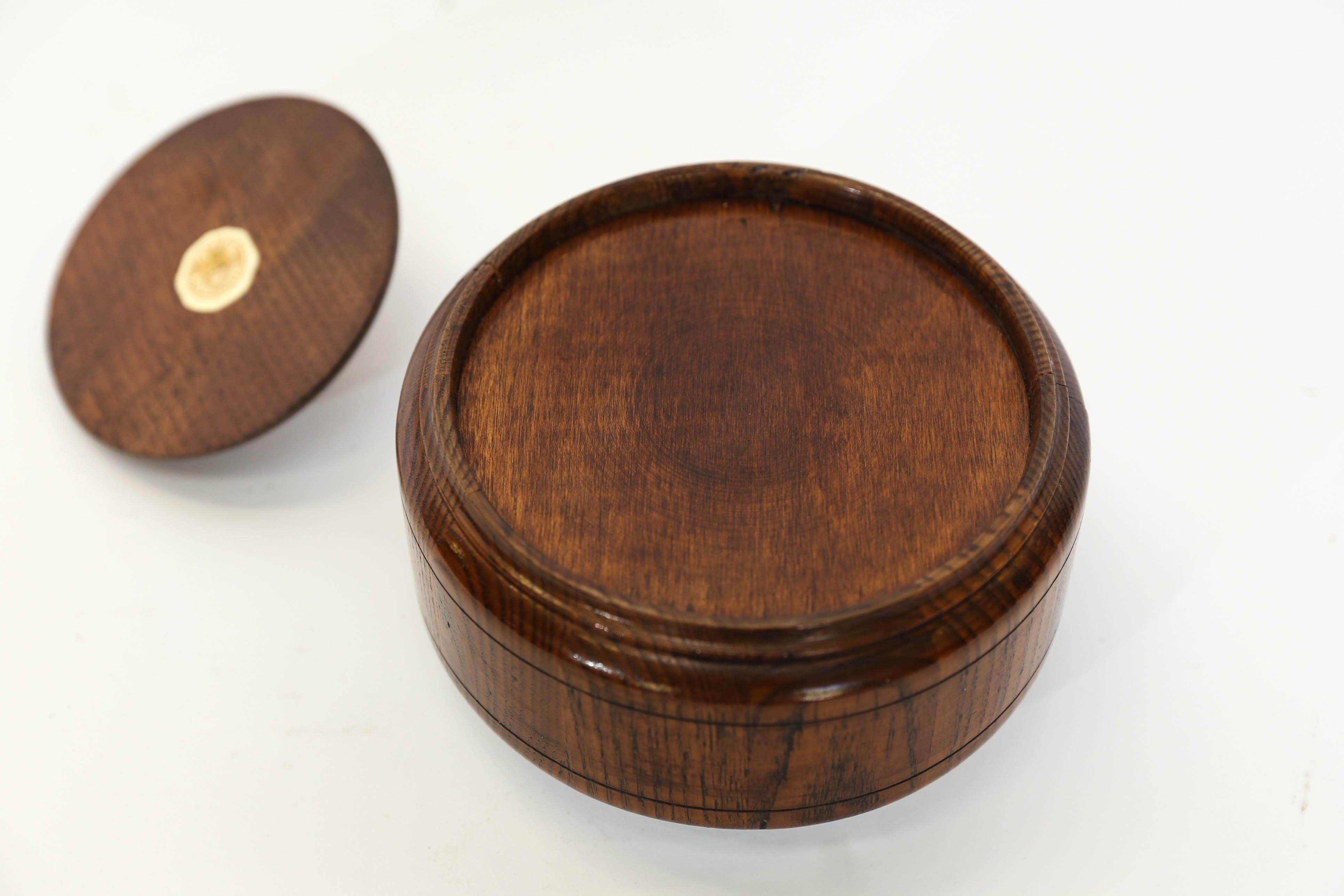 Vintage English Oak Candy Dish with Lid 1