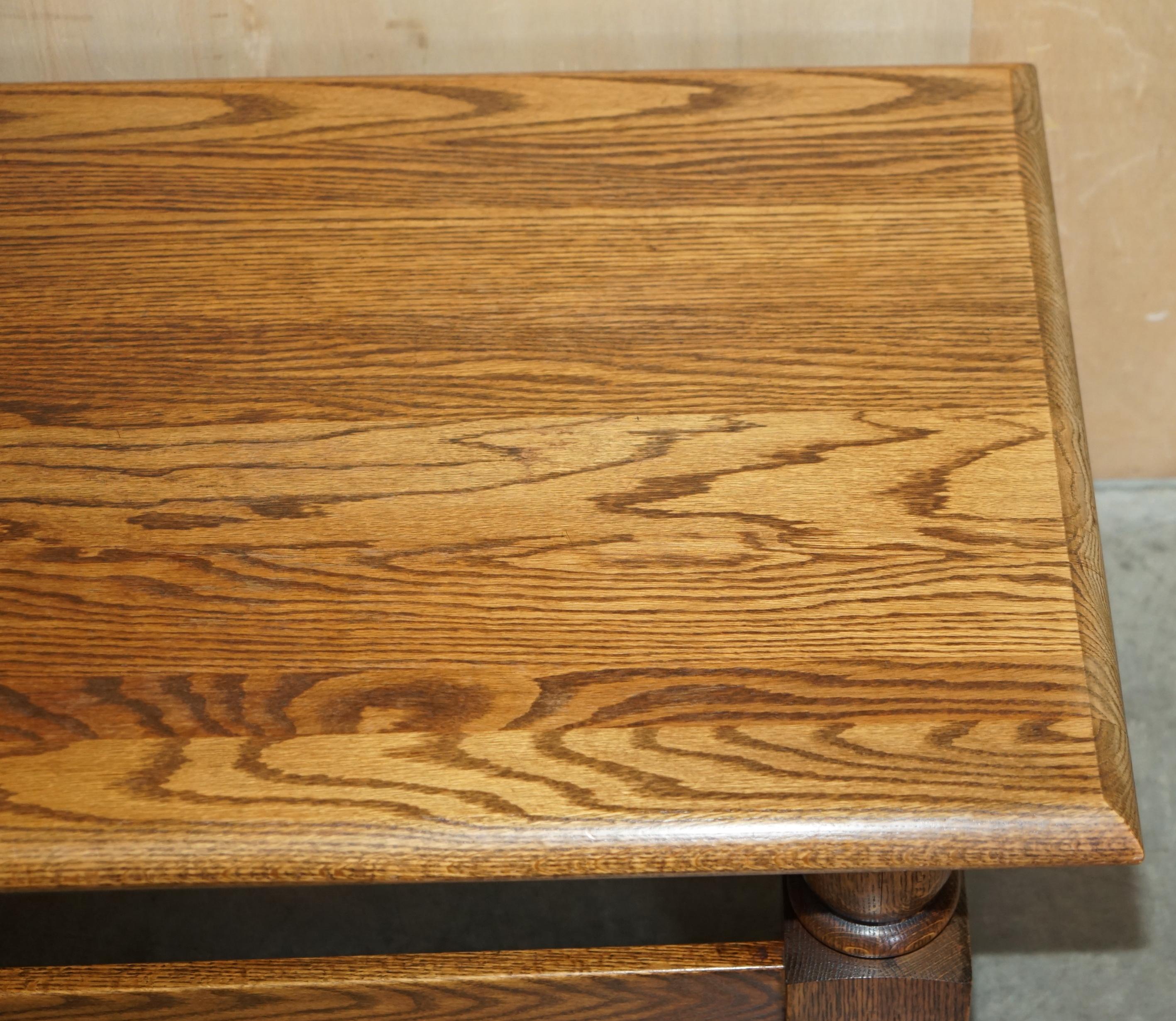 Vintage English Oak Coffee Table Made in the Style of Edwardian Refectory Tables For Sale 6