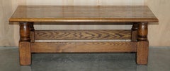 Vintage English Oak Coffee Table Made in the Style of Edwardian Refectory Tables