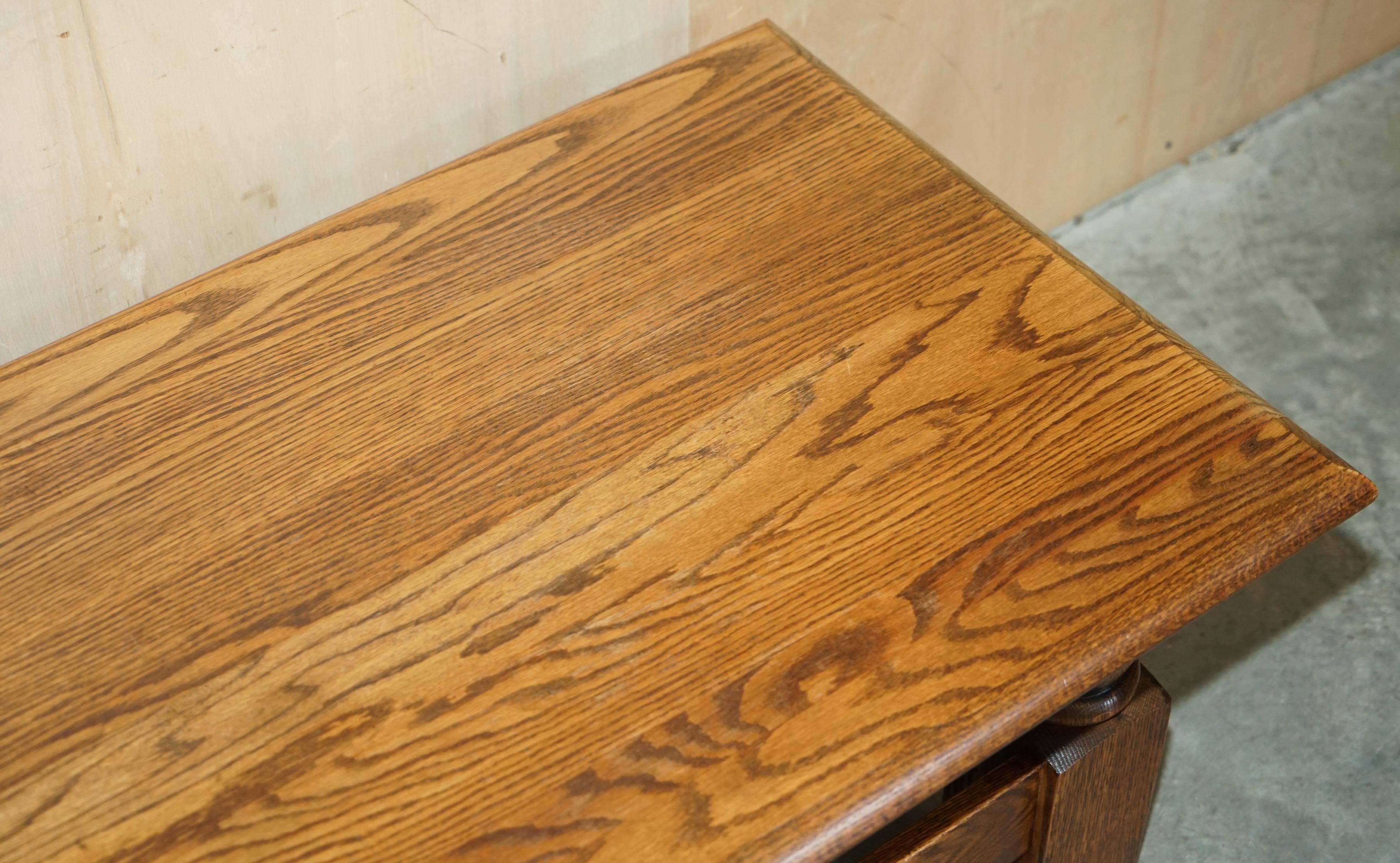 Vintage English Oak Coffee Table Made in the Style of Edwardian Refectory Tables For Sale 2