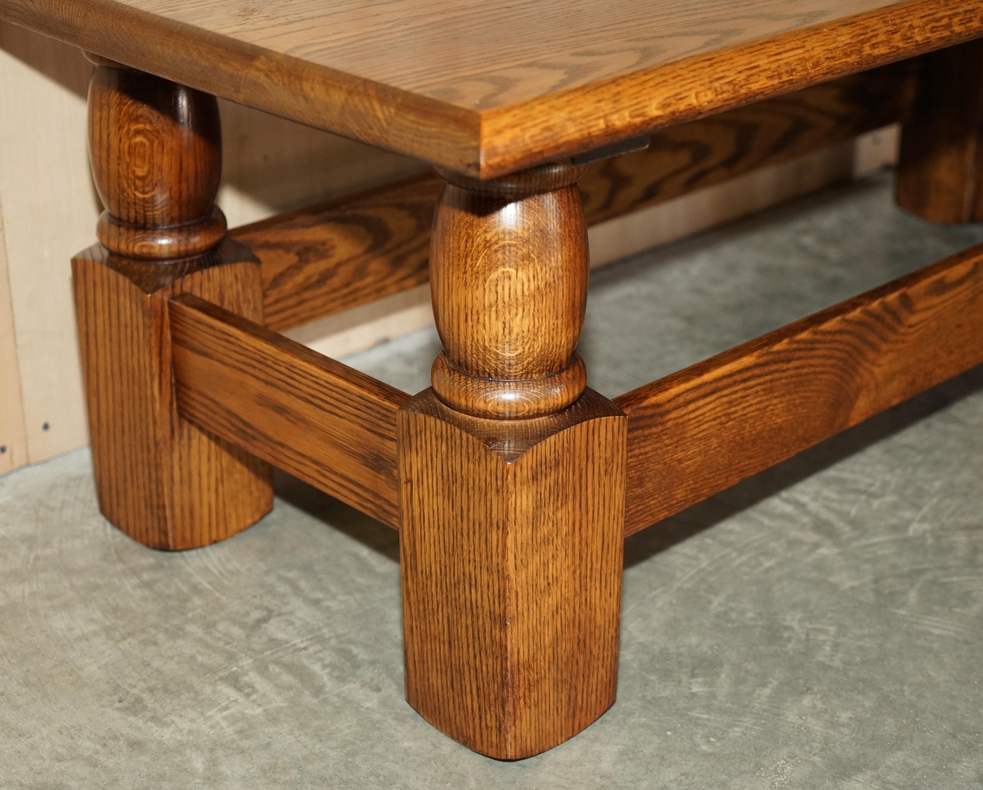 Vintage English Oak Coffee Table Made in the Style of Edwardian Refectory Tables For Sale 3
