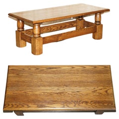 Vintage English Oak Coffee Table Made in the Style of Edwardian Refectory Tables