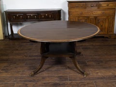Vintage English Oak Extension Table with Two Leaves and Four Legs on Casters