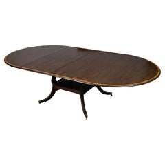 Vintage English Oak Extension Table with Two Leaves and Four Legs on Casters