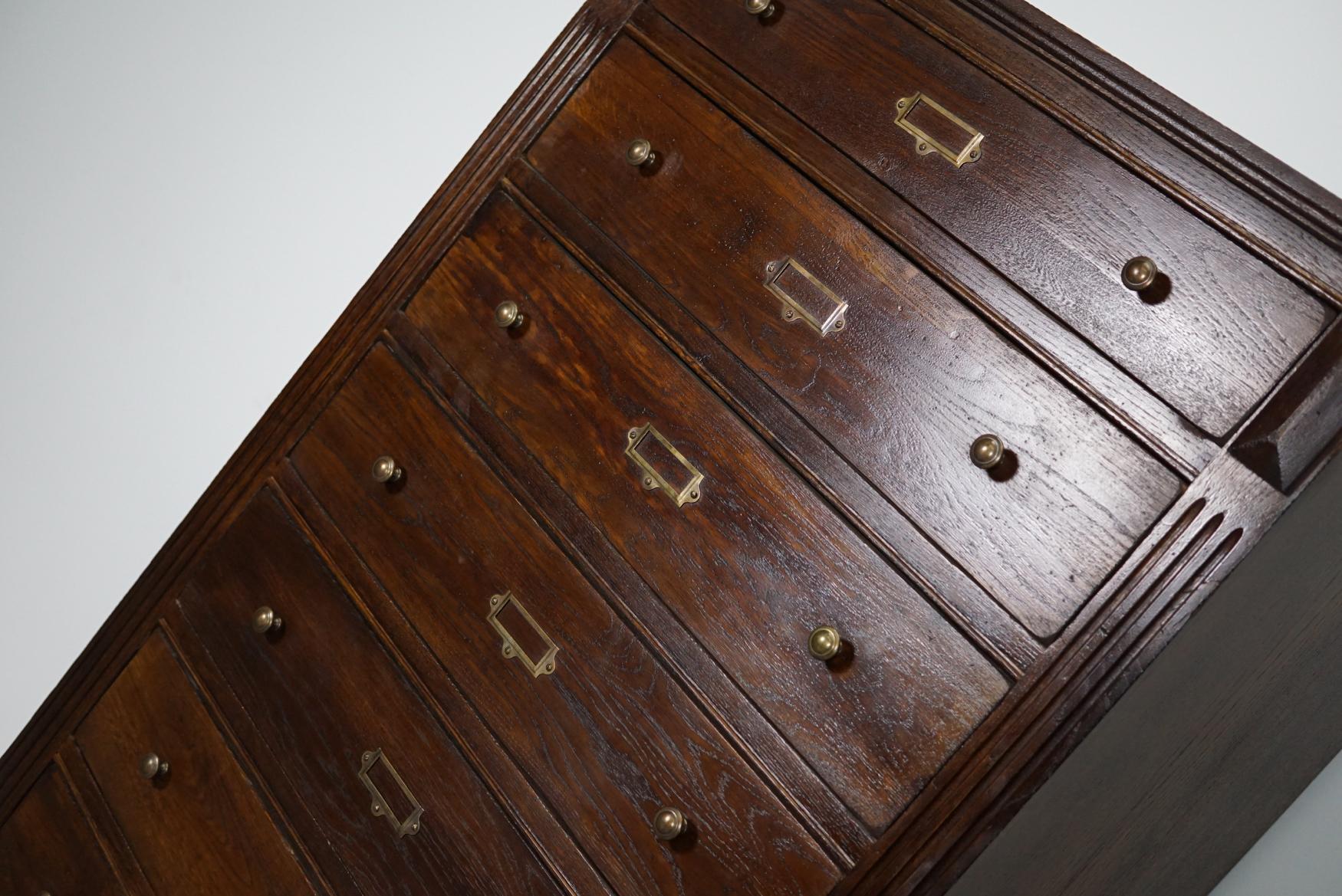 Industrial Vintage English Oak Filing Cabinet