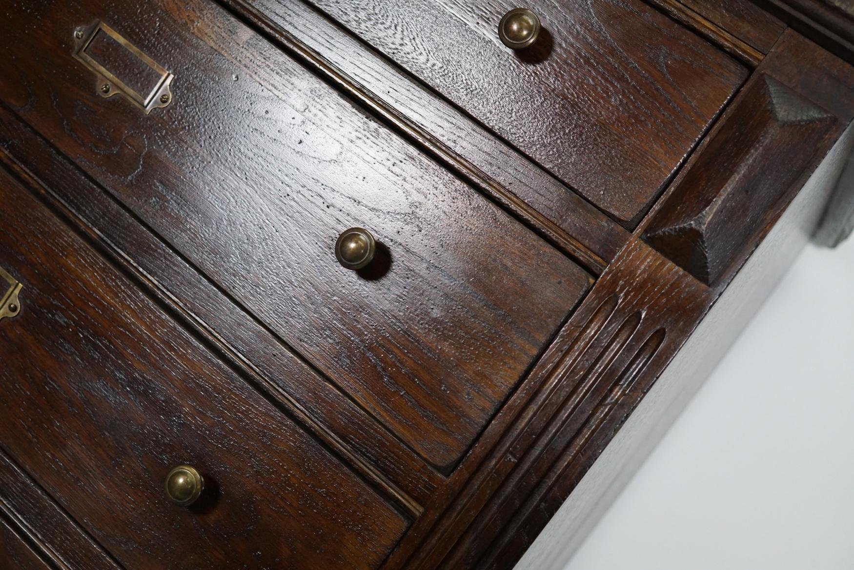 Vintage English Oak Filing Cabinet 1