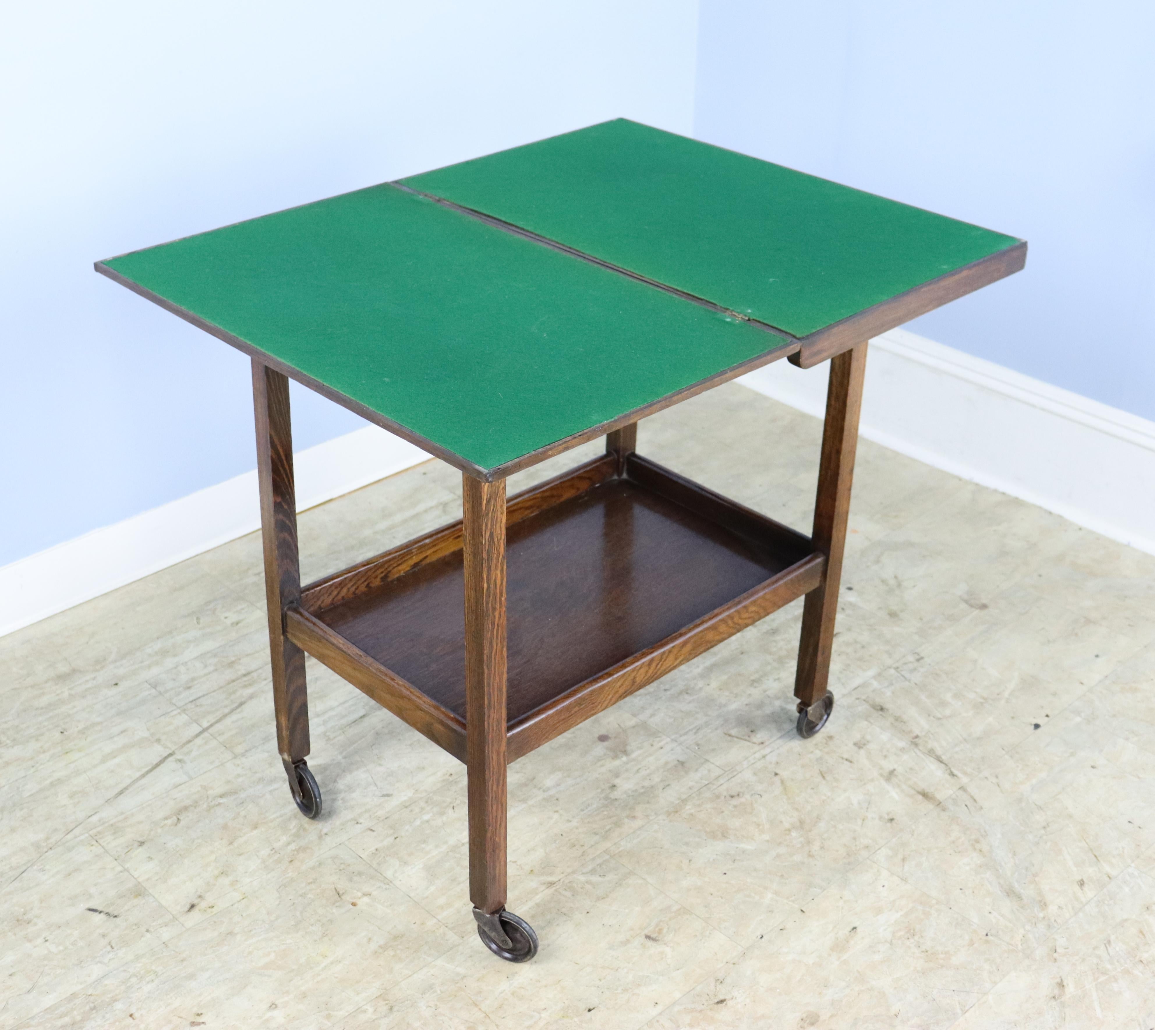 Early 20th Century Vintage English Oak Games Table For Sale