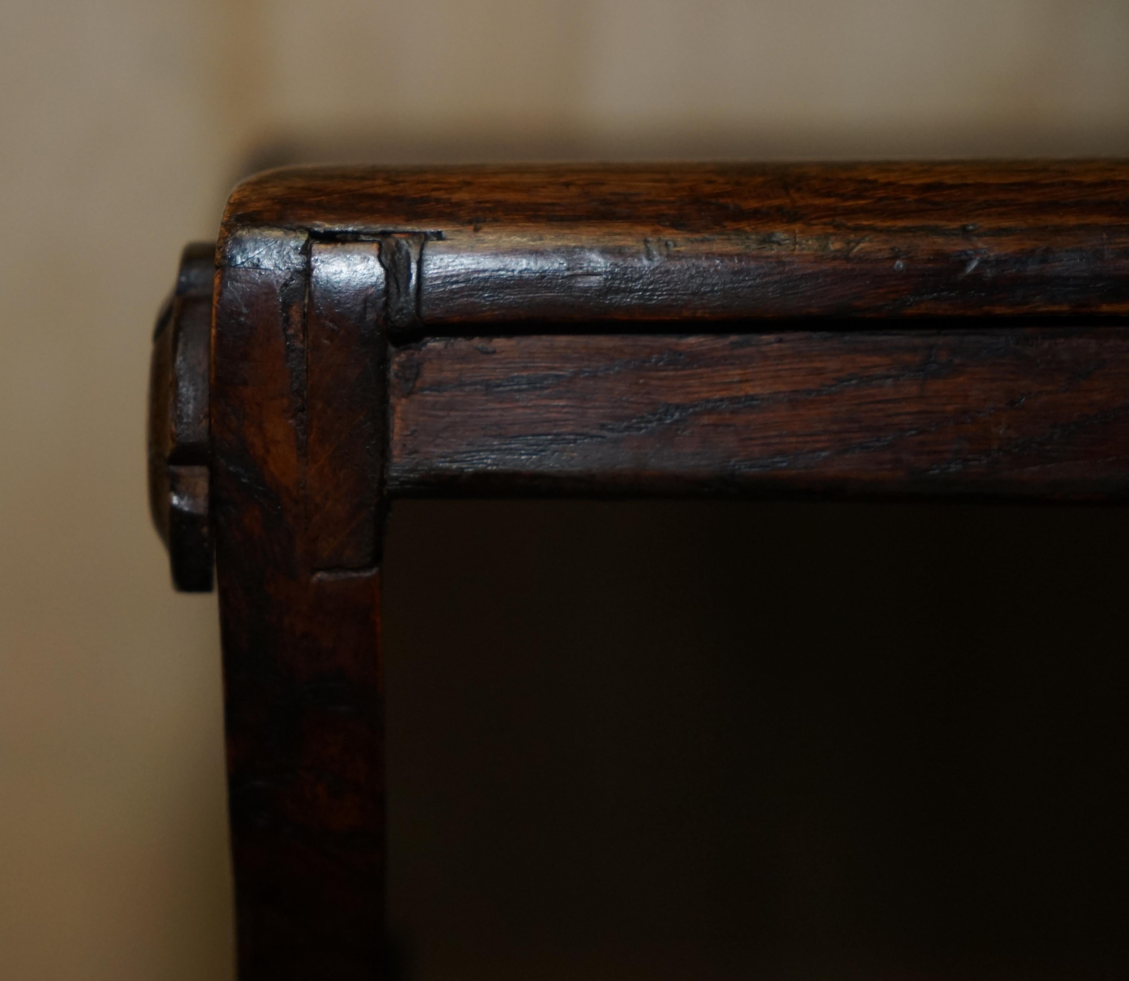 Vintage English Oak Jacobean Style Hand Carved Stool Part of a Large Suite For Sale 6