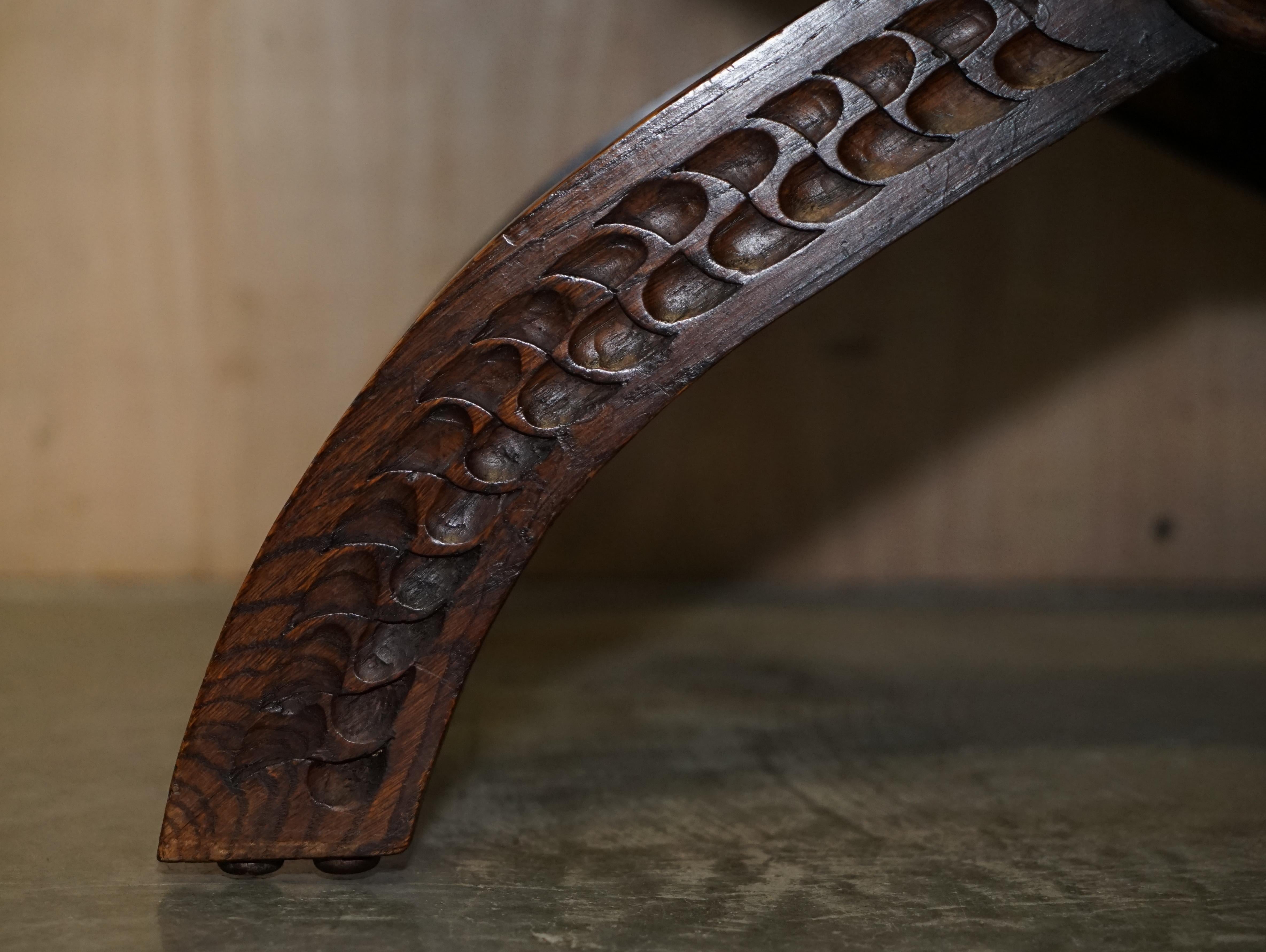 20th Century Vintage English Oak Jacobean Style Hand Carved Stool Part of a Large Suite For Sale