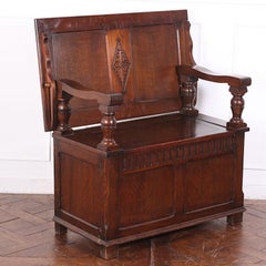 Vintage English Oak Monk's Bench