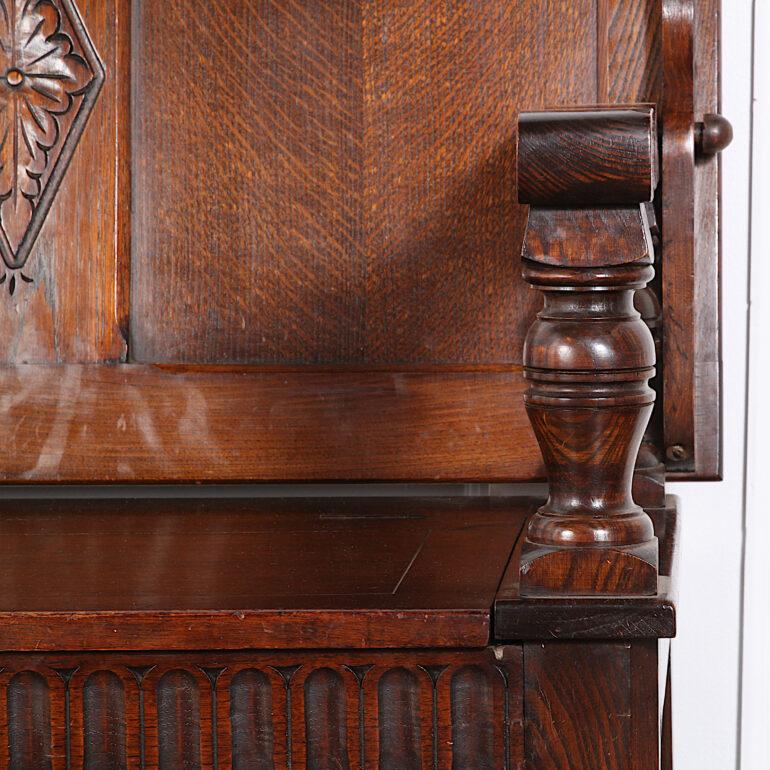 Jacobean Vintage English Oak Monk's Bench 