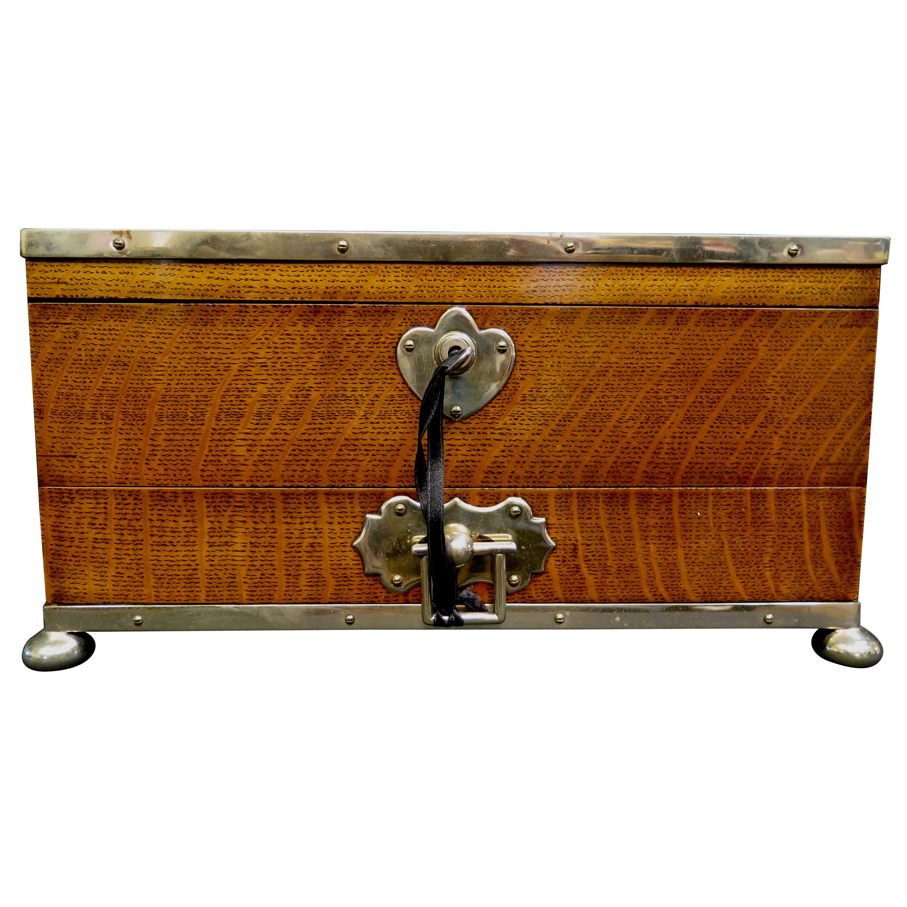 Vintage English Oak Presentation Box with Compartments