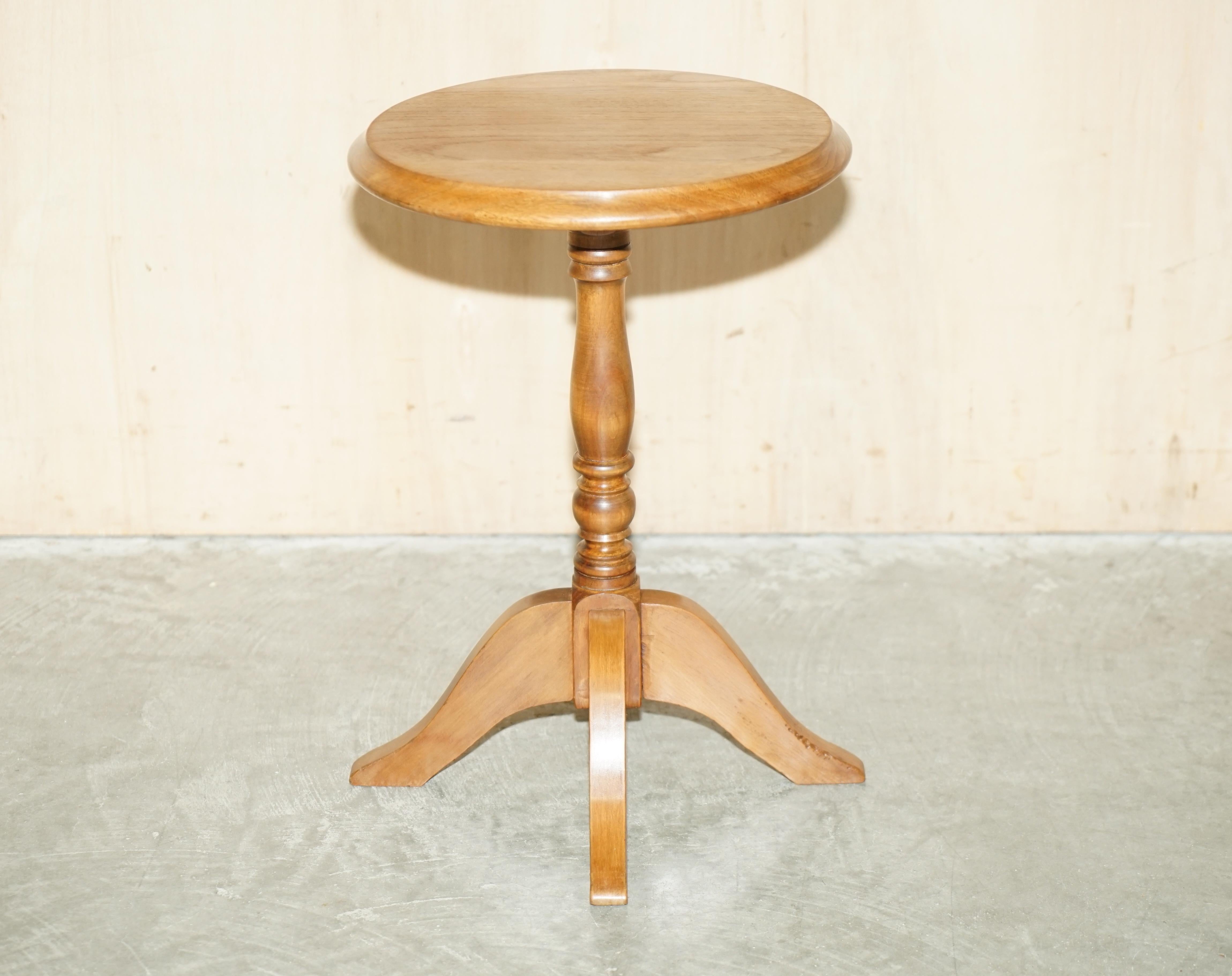 We are delighted to offer for sale this lovely original vintage hand made in England, oak tripod side table with nice patina to the top 

A good looking well made and decorative side table, think glass of wine and picture frame and you have the