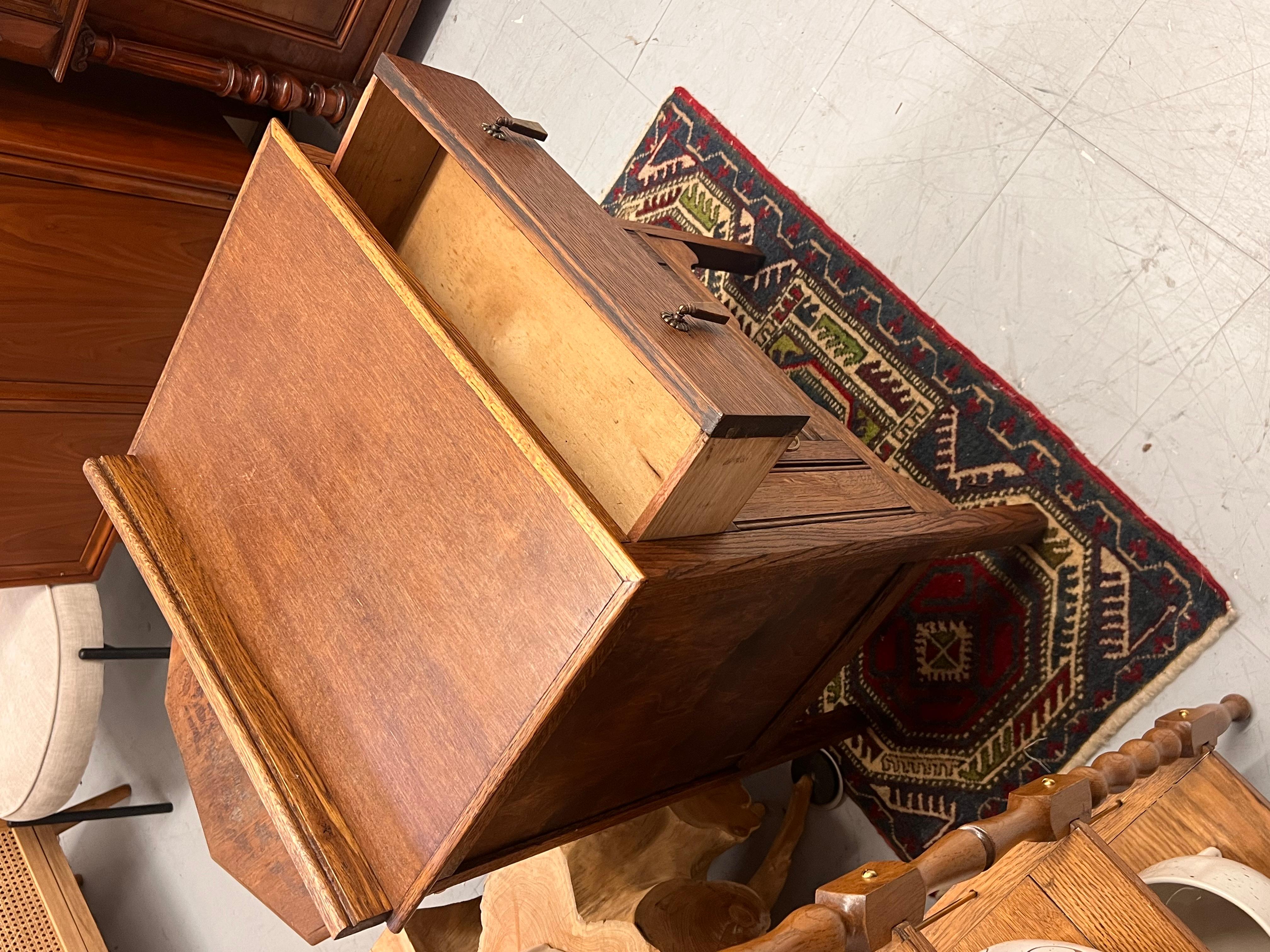 Vintage English Oak Wood Cabinet with Arts and Crafts and Mission Design Element For Sale 6