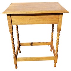 Vintage English One Drawer Oak Industrial Table, Side Table