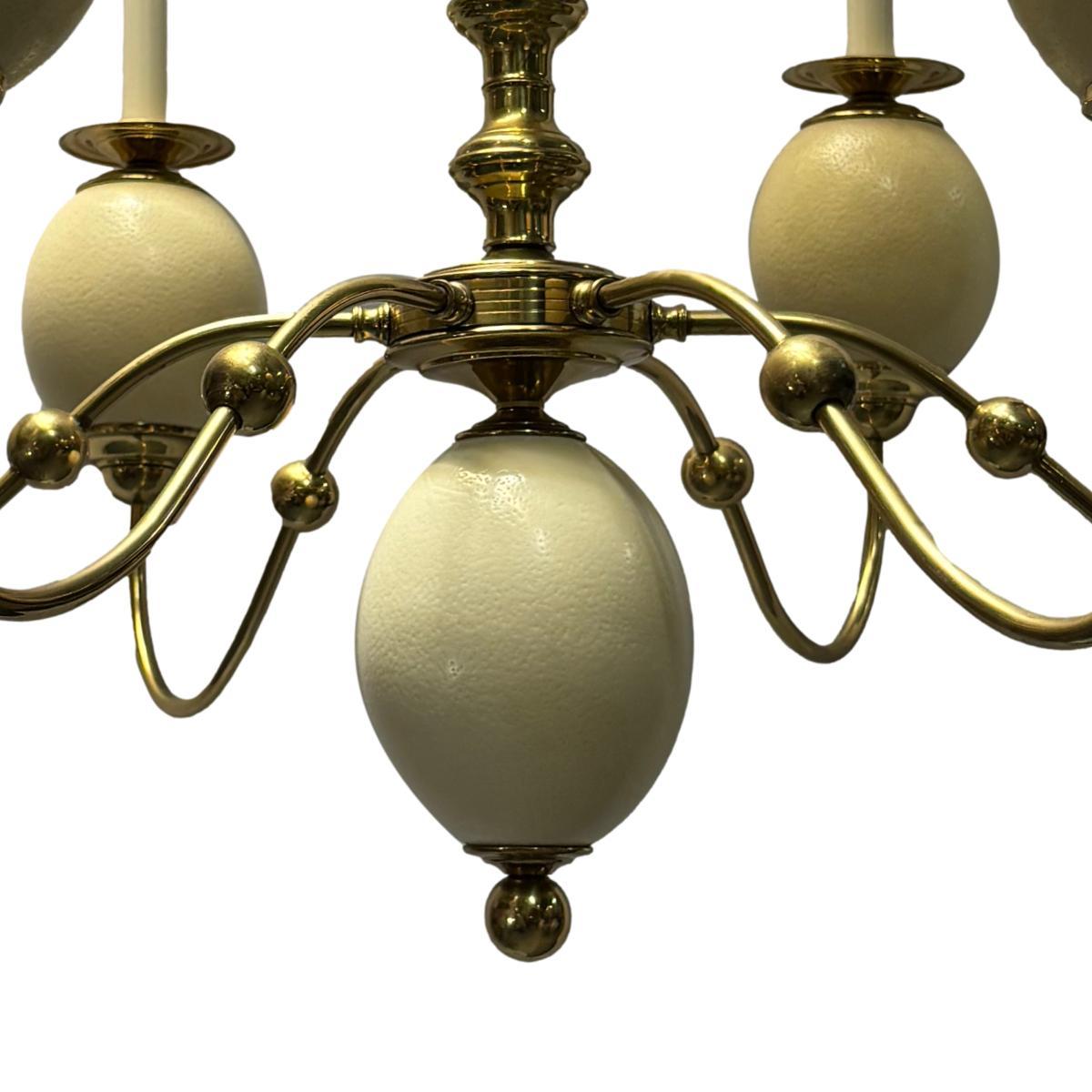Mid-20th Century Vintage English Ostrich Egg Chandelier For Sale