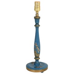 Vintage English Painted Table Lamp with Dragonfly Motif