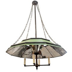 Vintage English Painted Tole Fixture with Mirror inset