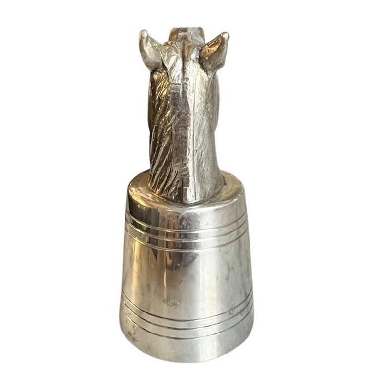 Hollywood Regency Vintage English Pewter Horse Head Jigger or Shot Glass - Sheffield England For Sale