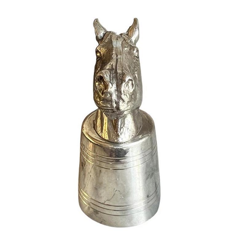 Vintage English Pewter Horse Head Jigger or Shot Glass - Sheffield England In Good Condition For Sale In Oklahoma City, OK