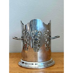 Vintage English Pierced Silver Plate Wine Holder