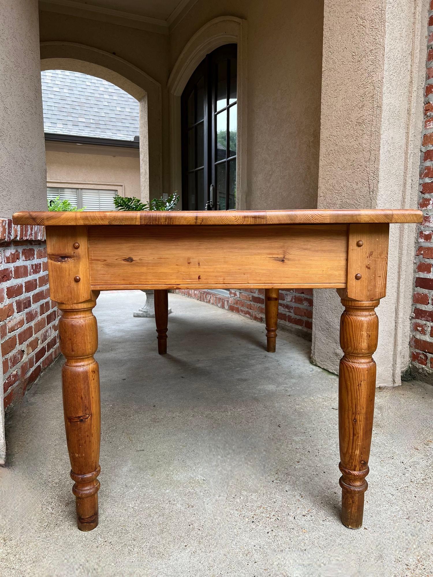 Vintage English Pine Farm Dining Table Kitchen Island Sofa Table Farmhouse For Sale 4