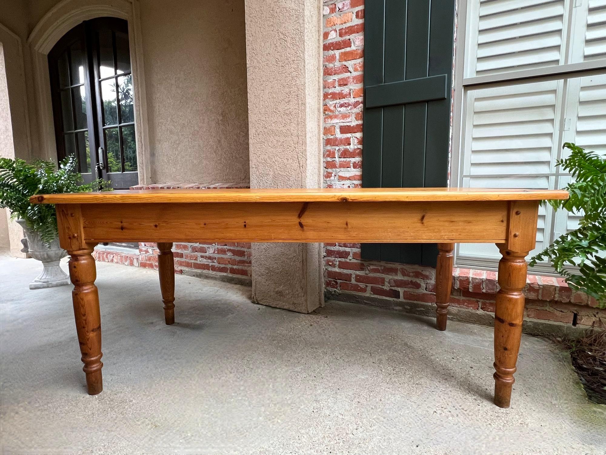 Vintage English Pine Farm Dining Table Kitchen Island Sofa Table Farmhouse For Sale 5