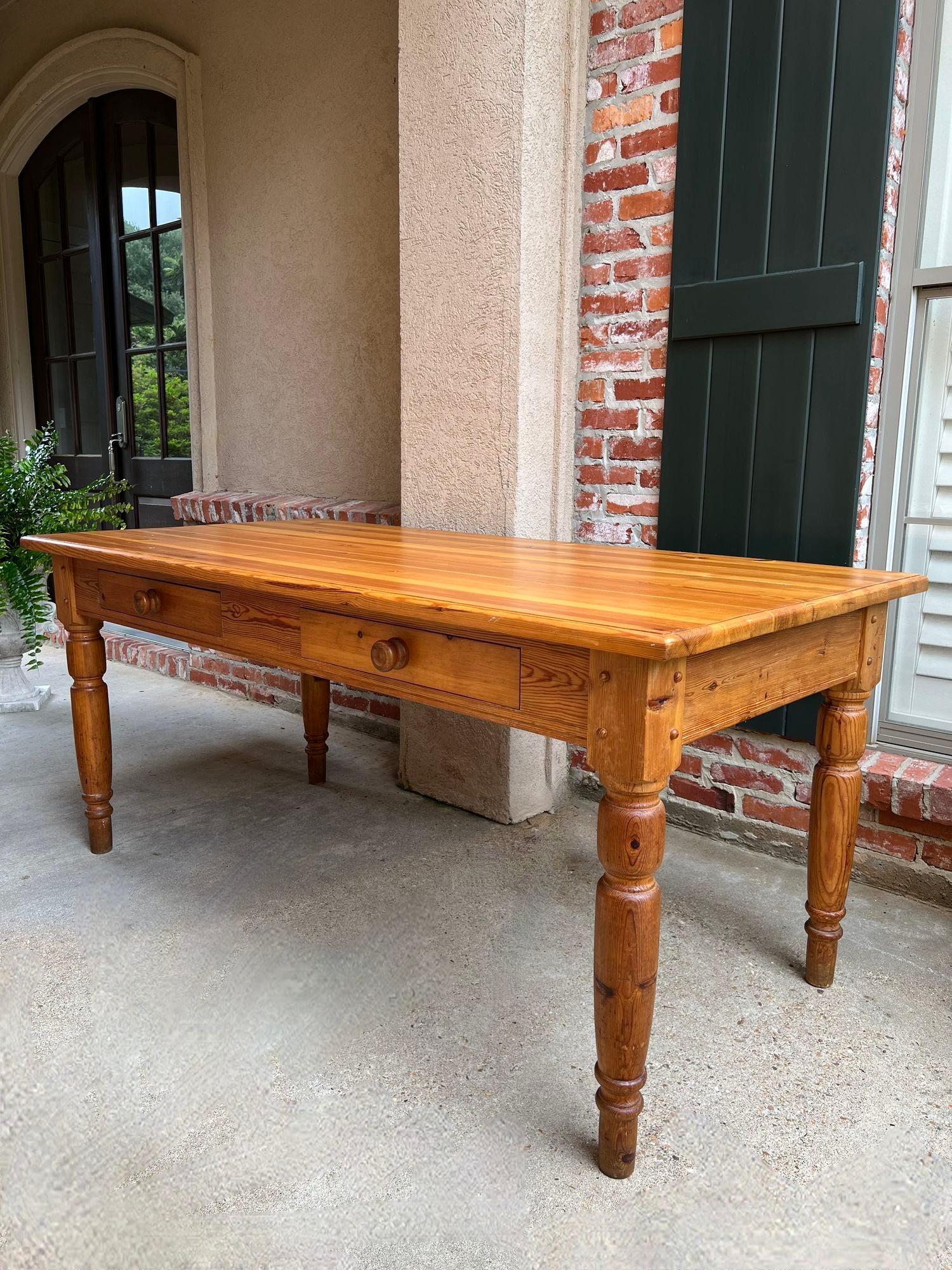 Vintage English Pine Farm Dining Table Kitchen Island Sofa Table Farmhouse For Sale 7