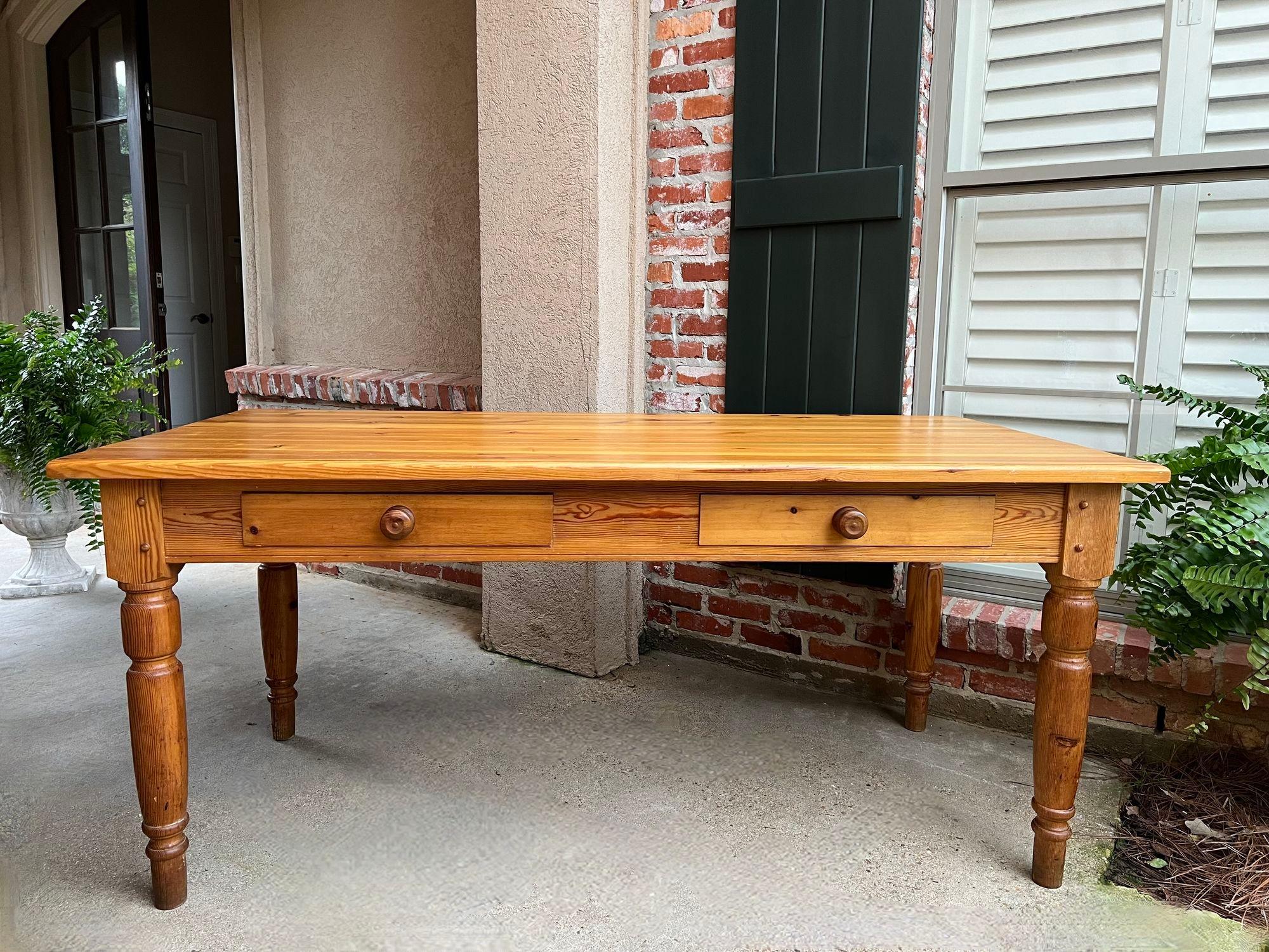 Vintage English Pine Farm Dining Table Kitchen Island Sofa Table Farmhouse For Sale 8