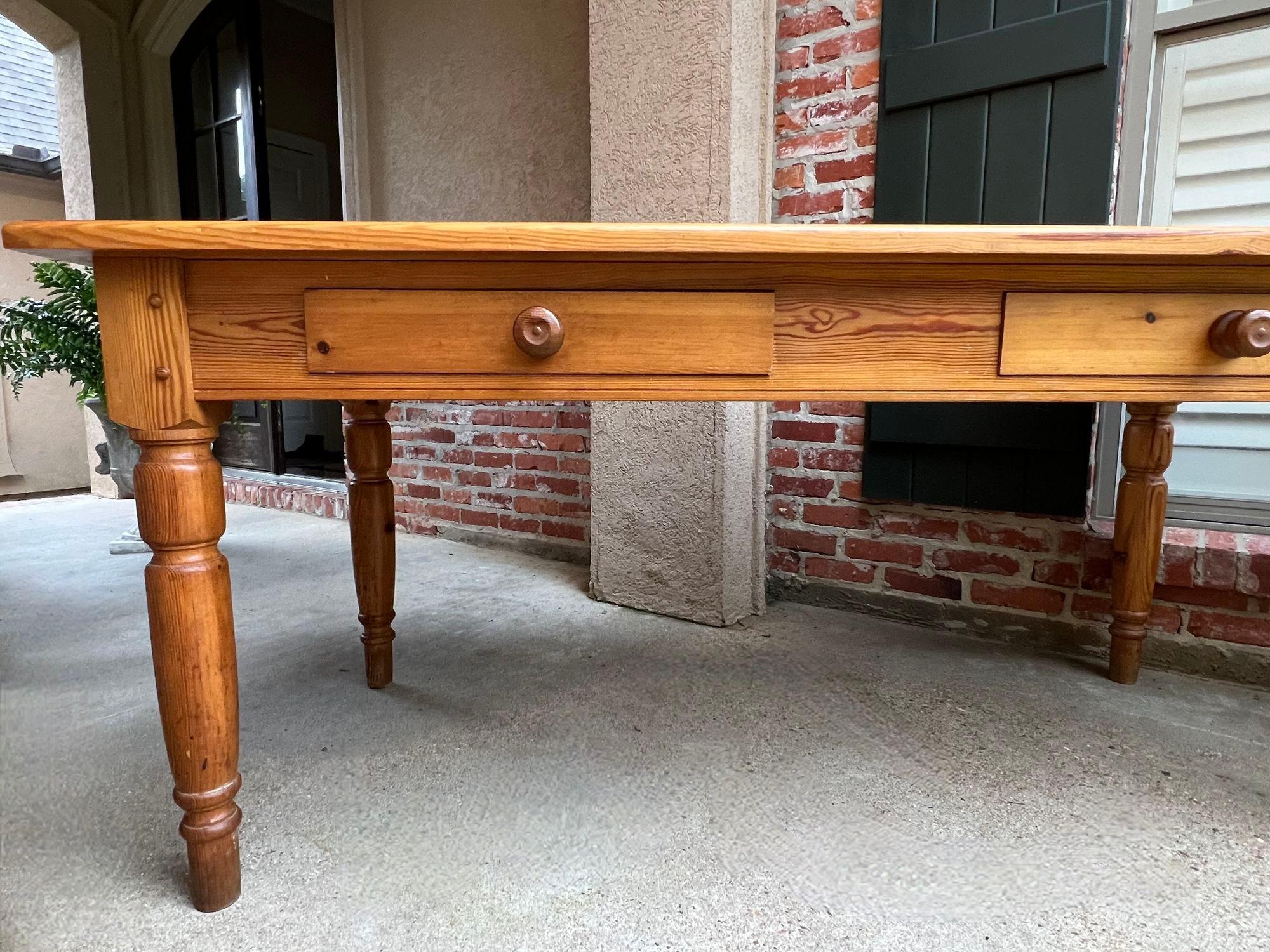 Vintage English Pine Farm Dining Table Kitchen Island Sofa Table Farmhouse For Sale 10