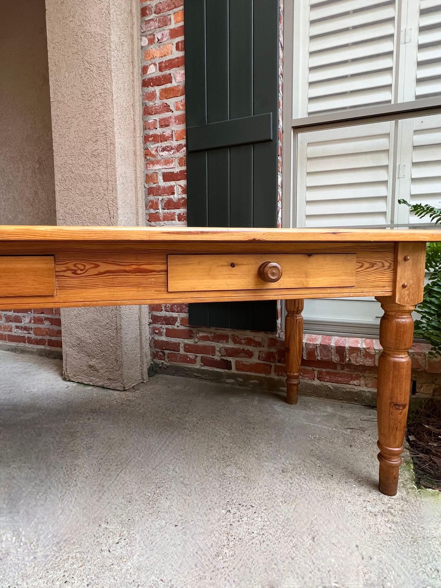 Vintage English Pine Farm Dining Table Kitchen Island Sofa Table Farmhouse For Sale 11