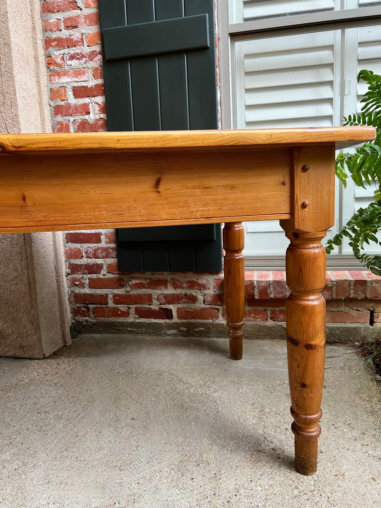 Vintage English Pine Farm Dining Table Kitchen Island Sofa Table Farmhouse For Sale 12