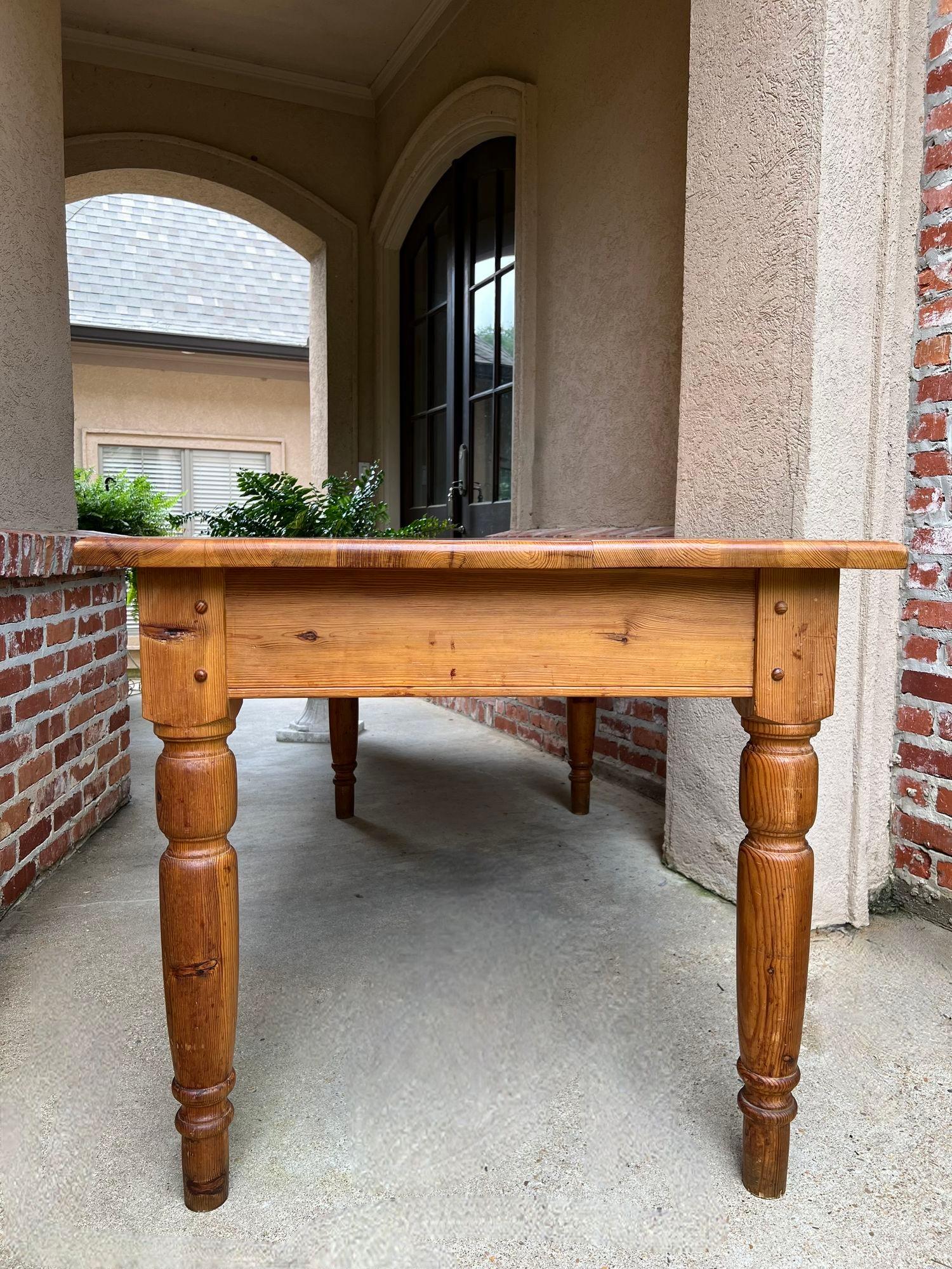 Vintage English Pine Farm Dining Table Kitchen Island Sofa Table Farmhouse For Sale 13