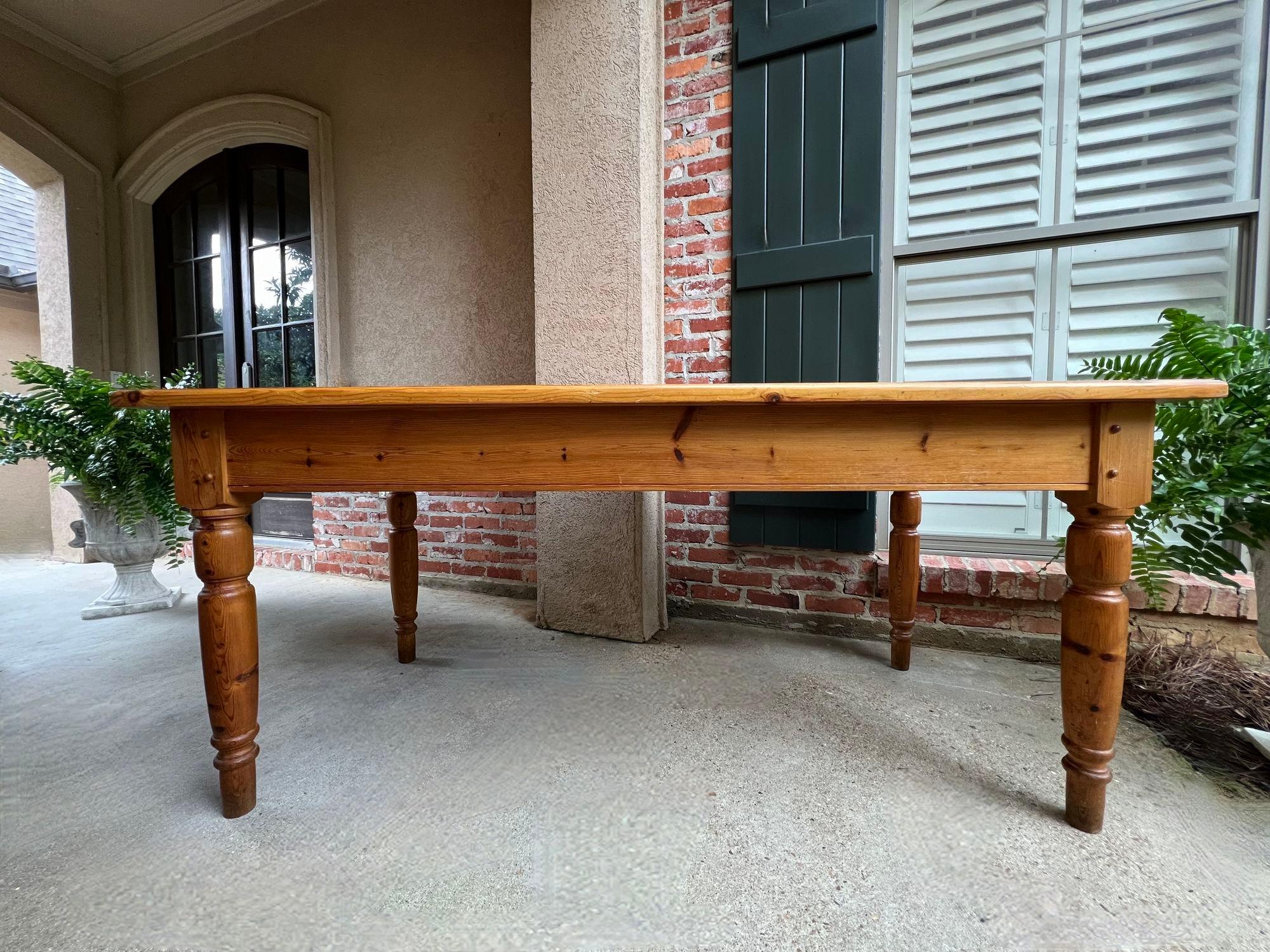 Vintage English Pine Farm Dining Table Kitchen Island Sofa Table Farmhouse For Sale 14