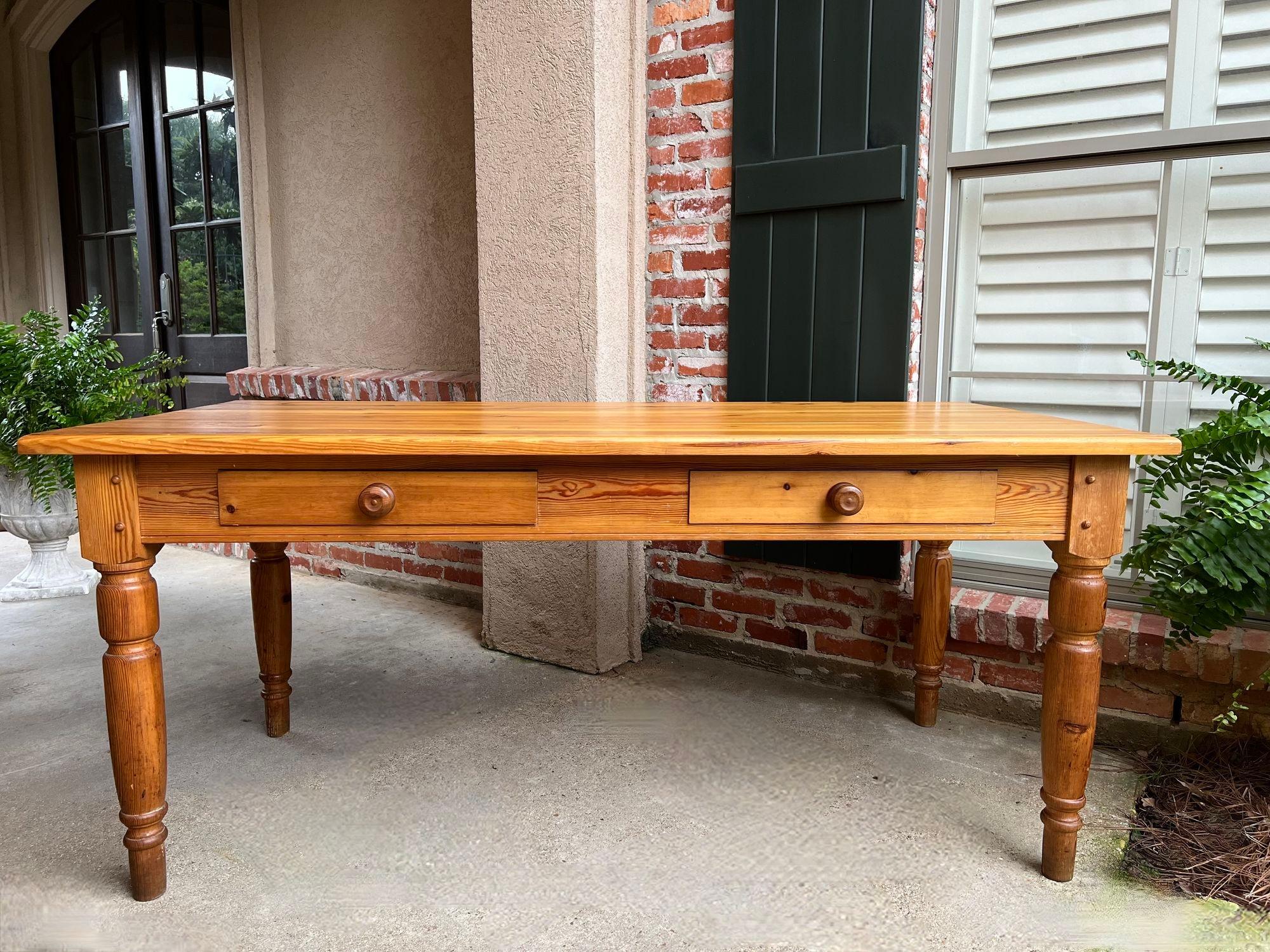 Rustic Vintage English Pine Farm Dining Table Kitchen Island Sofa Table Farmhouse For Sale