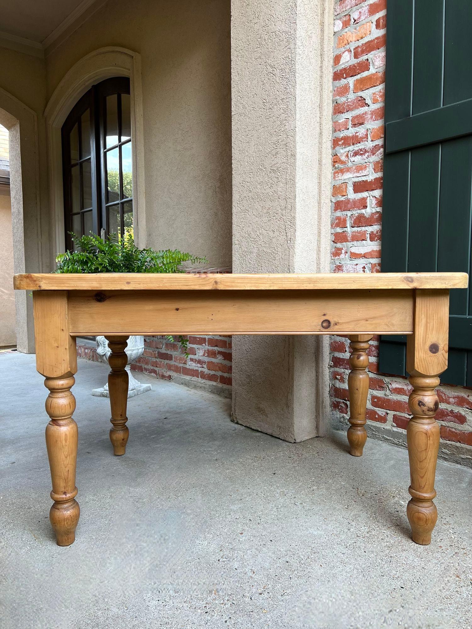 Vintage English Pine Farm Table Kitchen Island Sofa Table Farmhouse Country For Sale 4