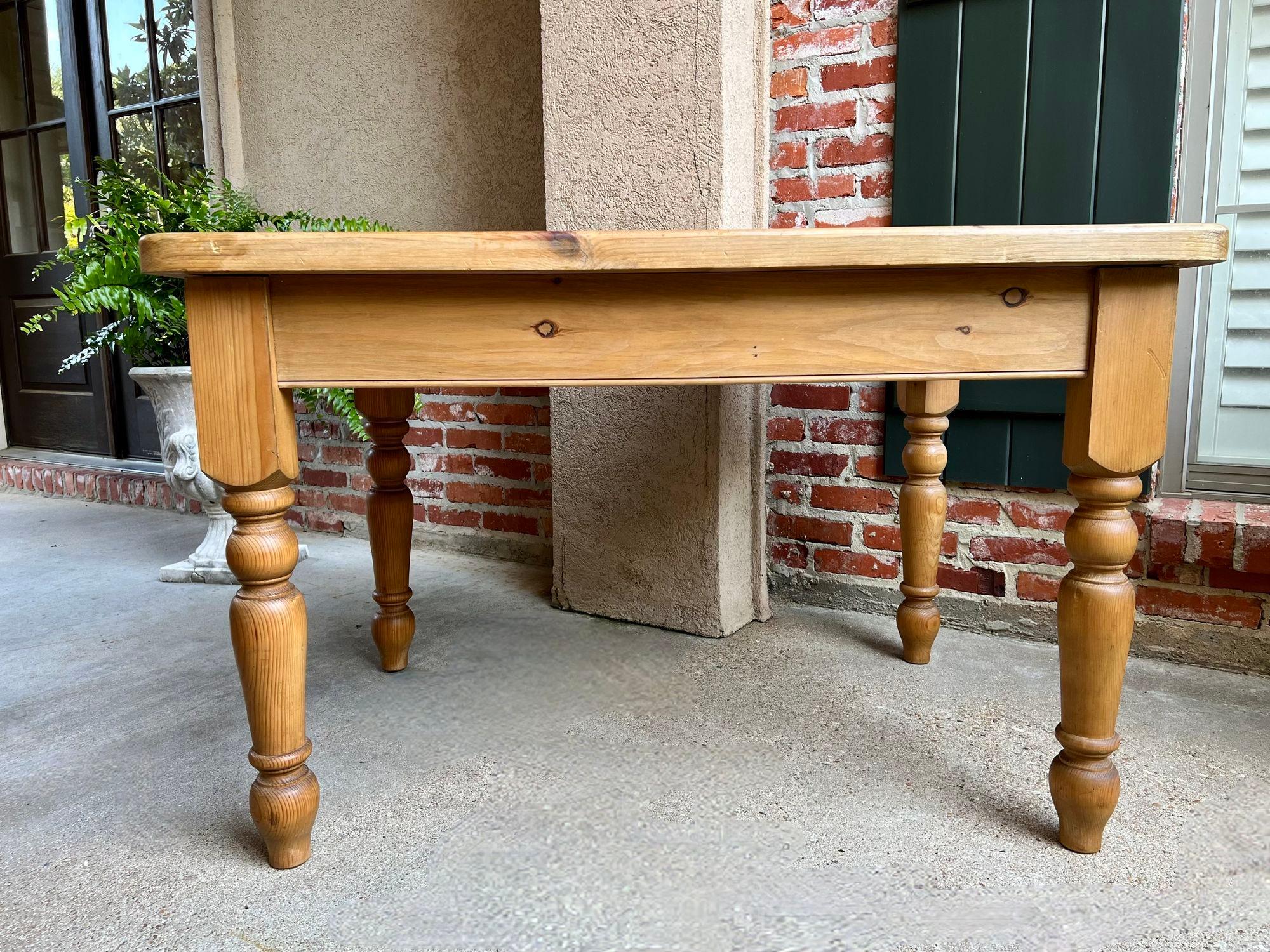 Vintage English Pine Farm Table Kitchen Island Sofa Table Farmhouse Country For Sale 5